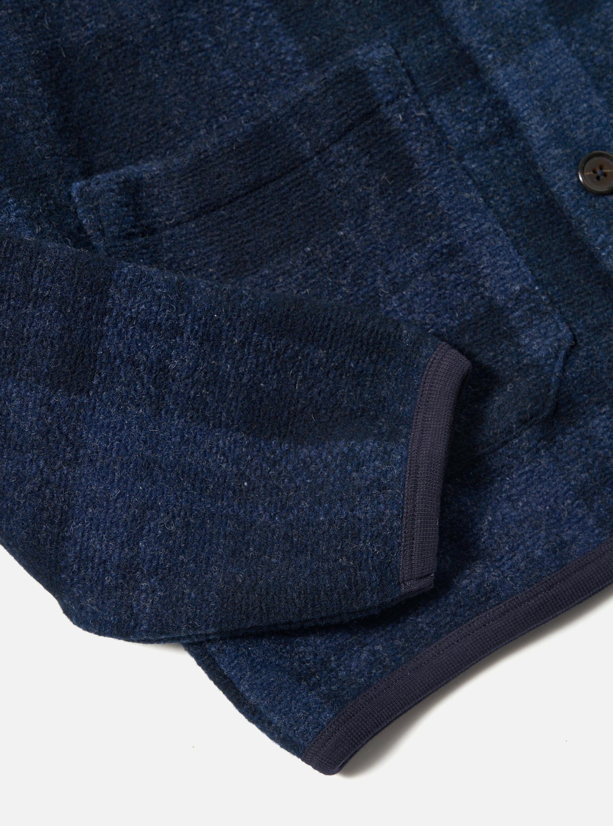 Navy Moh Check Fleece Cardigan