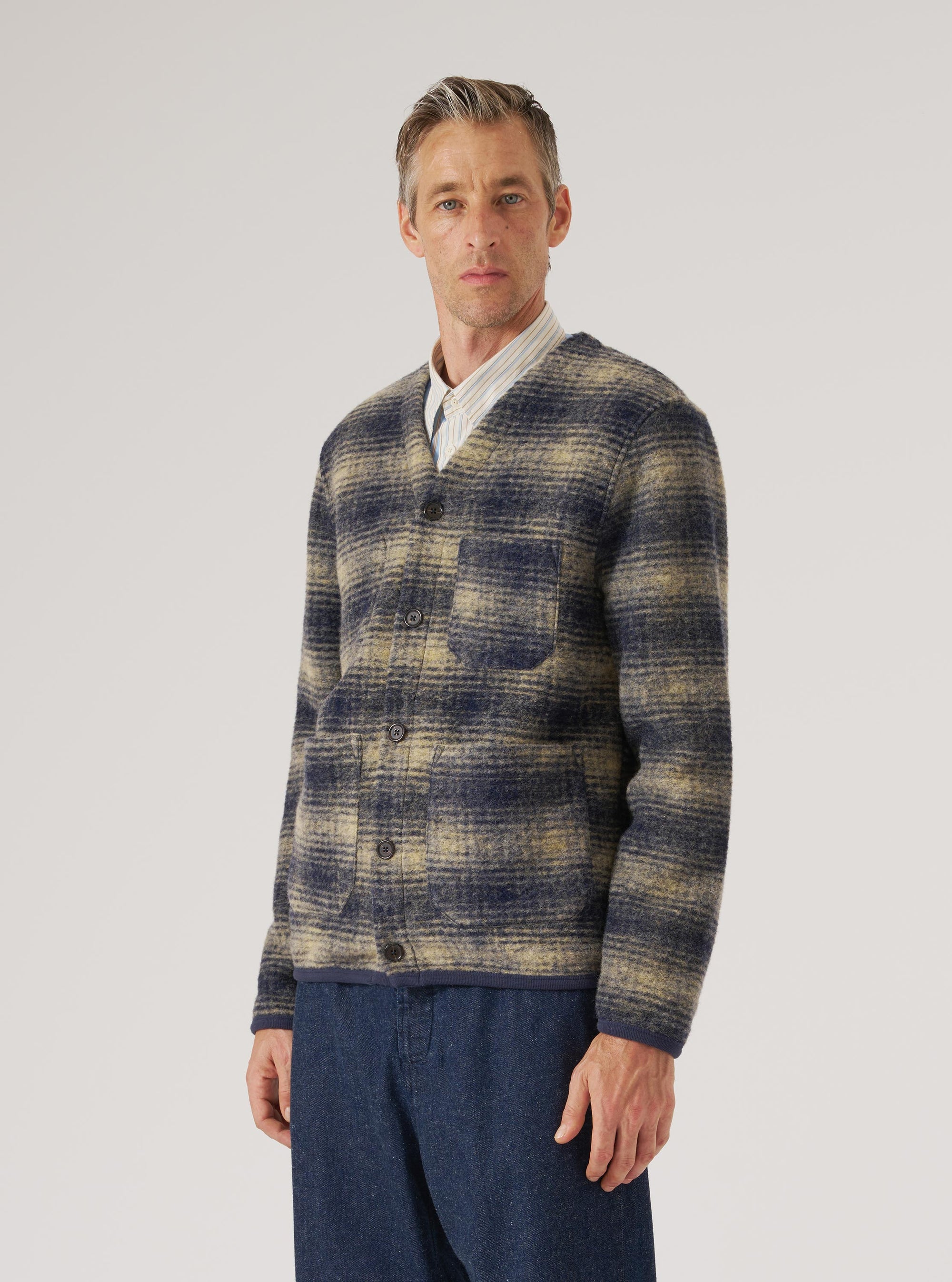 Navy Uist Fleece Cardigan