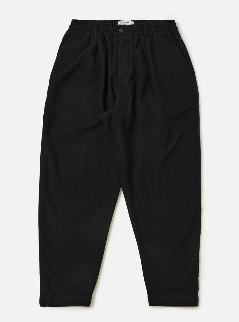 Black Comfort Moleskin Pleated Track Pant