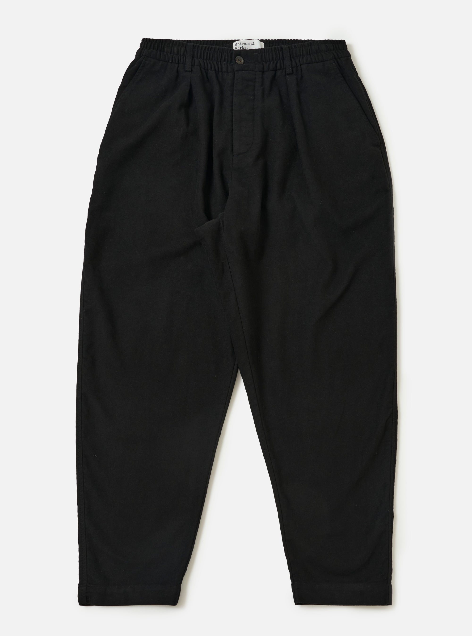 Black Comfort Moleskin Pleated Track Pant
