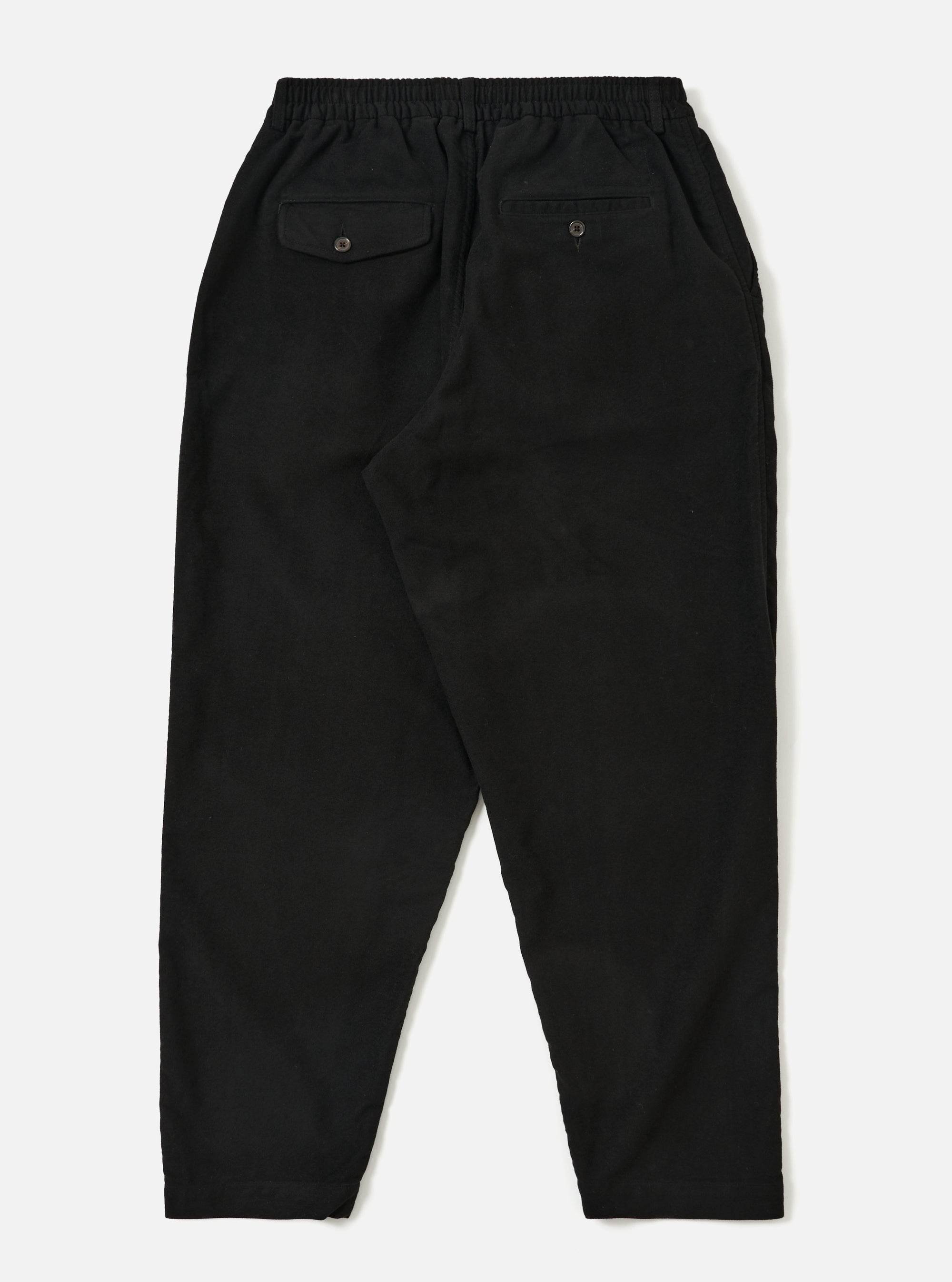 Black Comfort Moleskin Pleated Track Pant