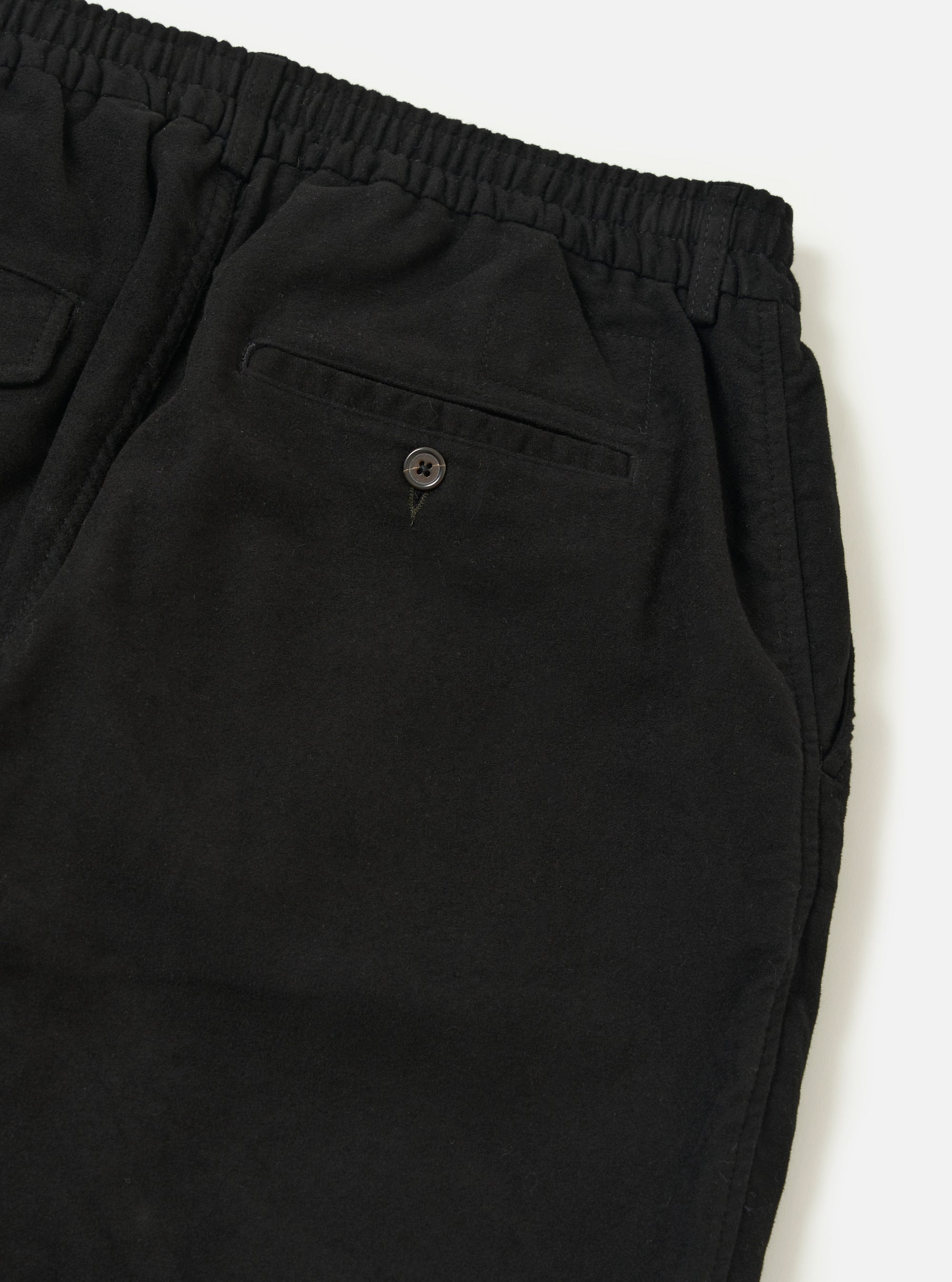 Black Comfort Moleskin Pleated Track Pant