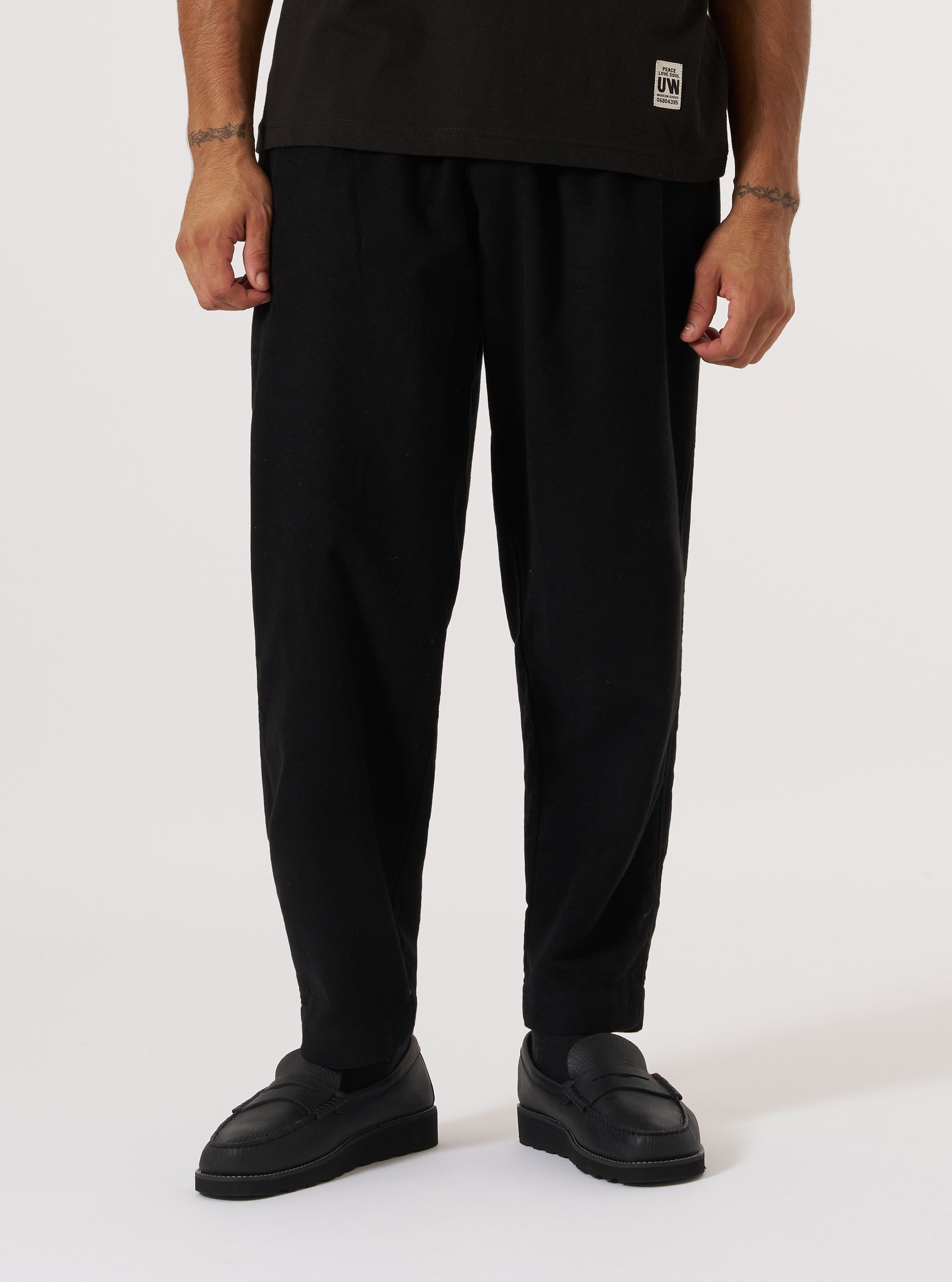 Black Comfort Moleskin Pleated Track Pant