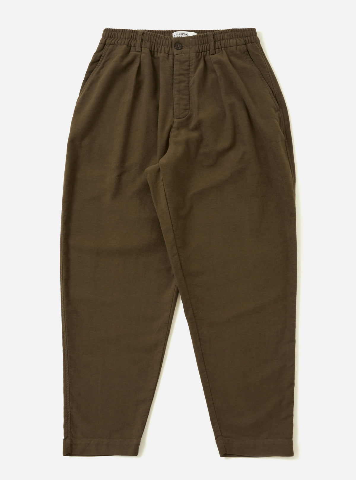 Khaki Comfort Moleskin Pleated Track Pant