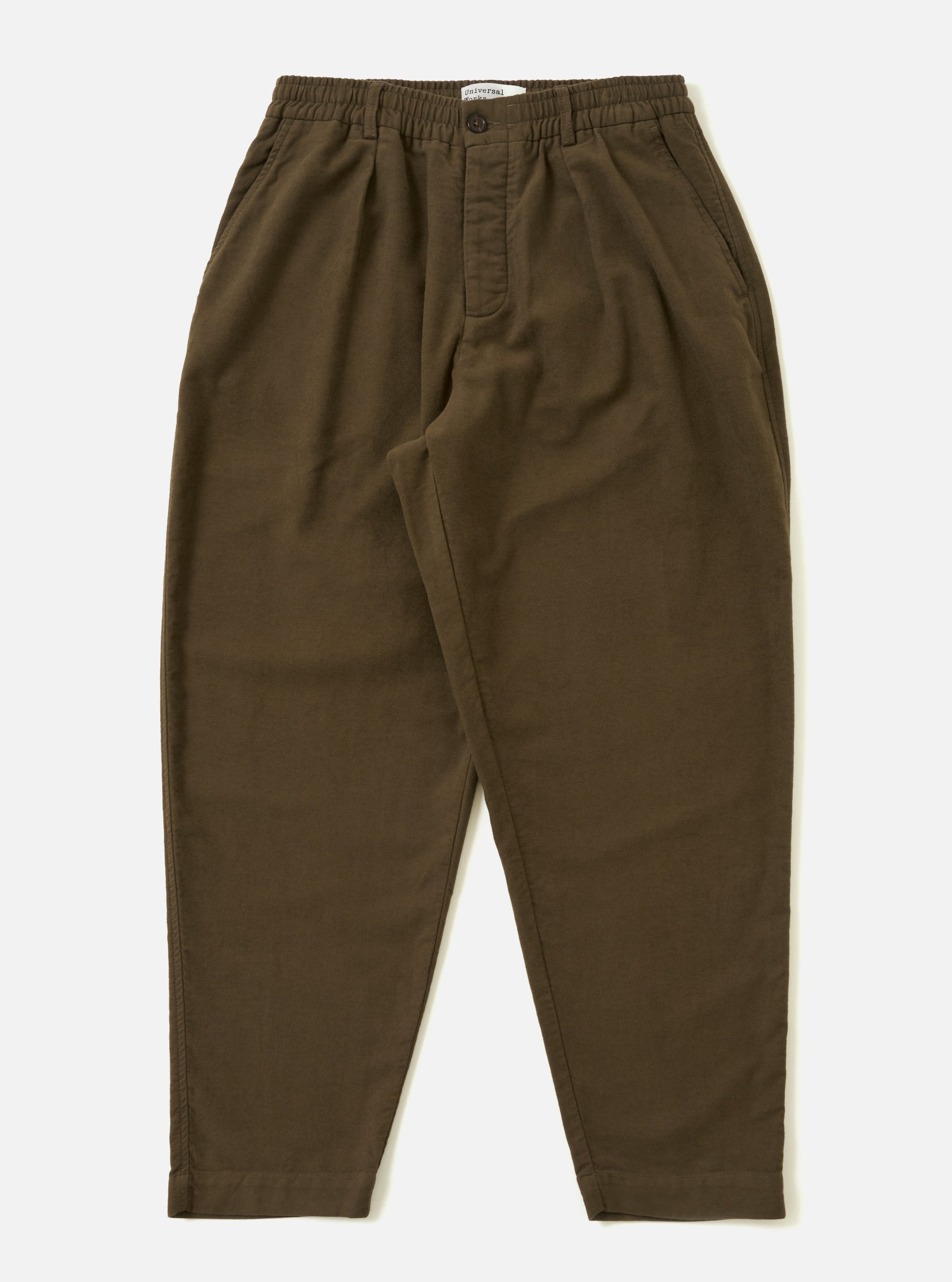 Khaki Comfort Moleskin Pleated Track Pant