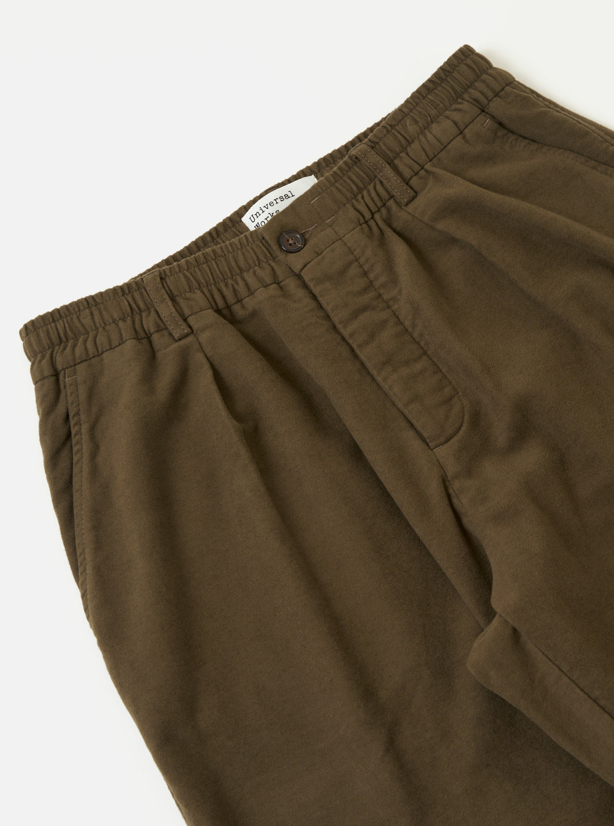 Khaki Comfort Moleskin Pleated Track Pant