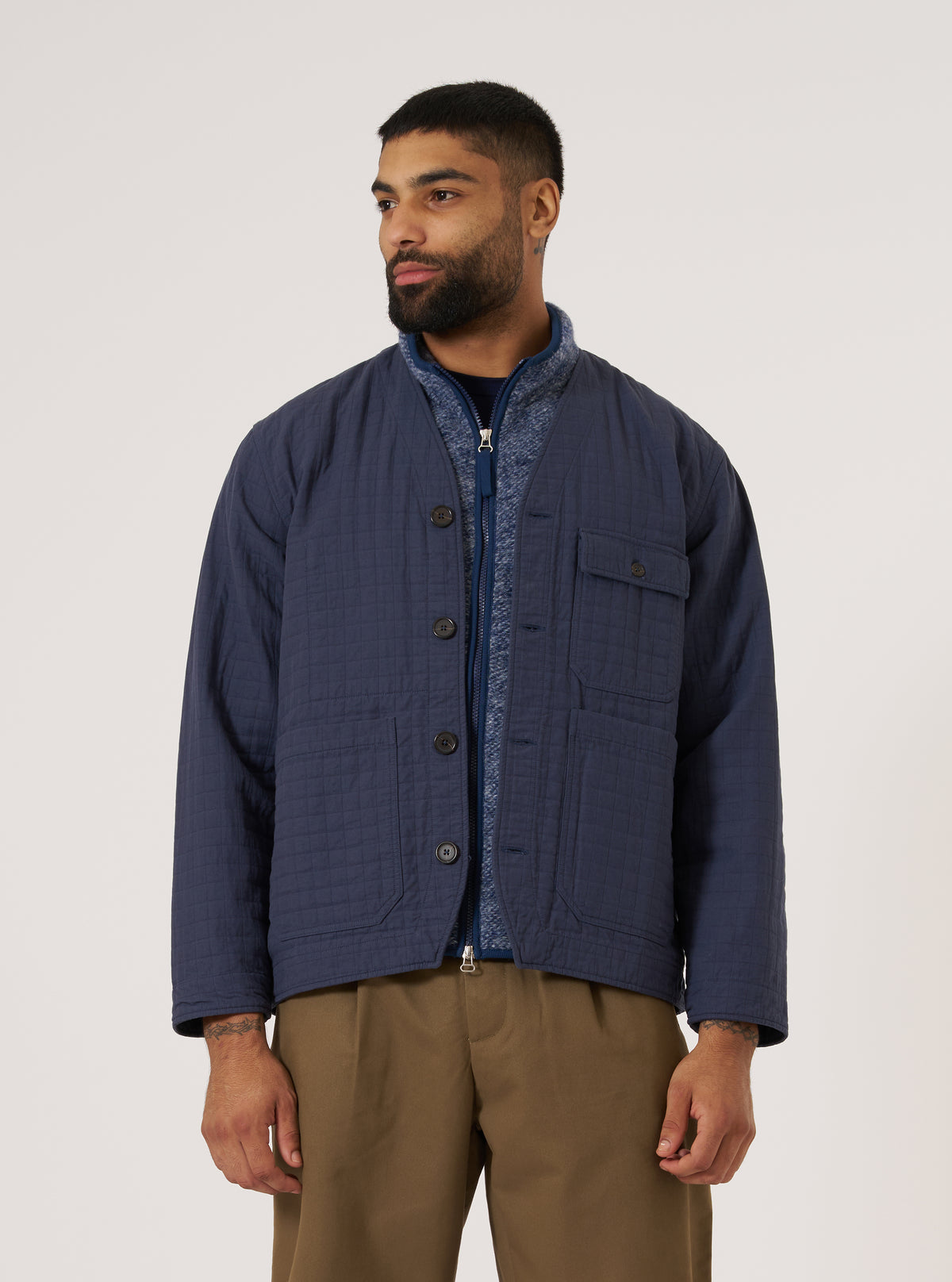 Navy Rahim Cotton Cabin Jacket