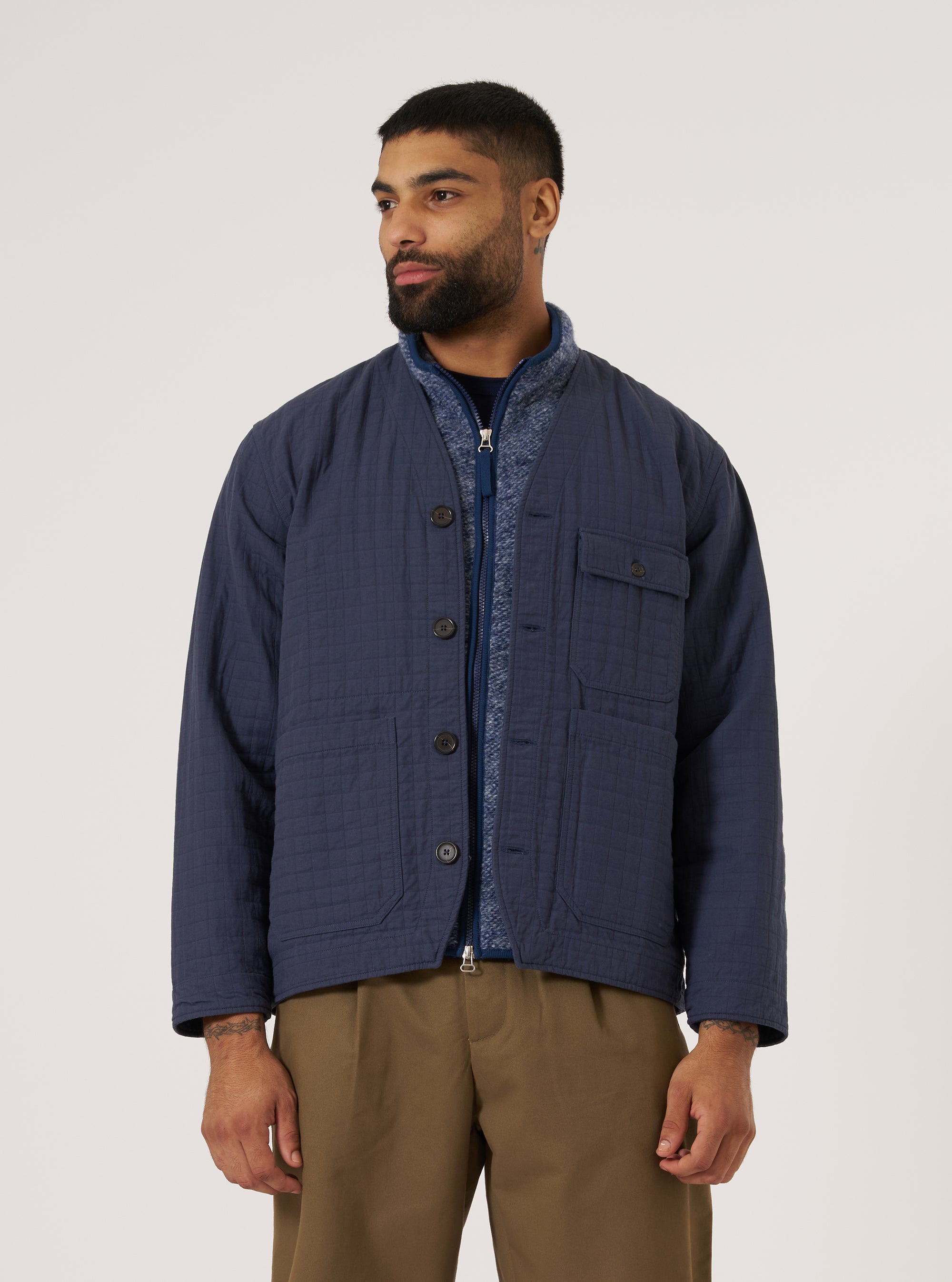 Navy Rahim Cotton Cabin Jacket