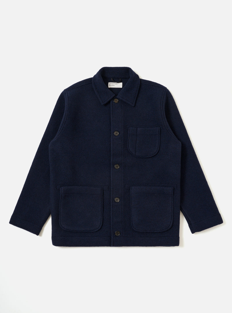 Navy Techno Melton Plain Field Jacket
