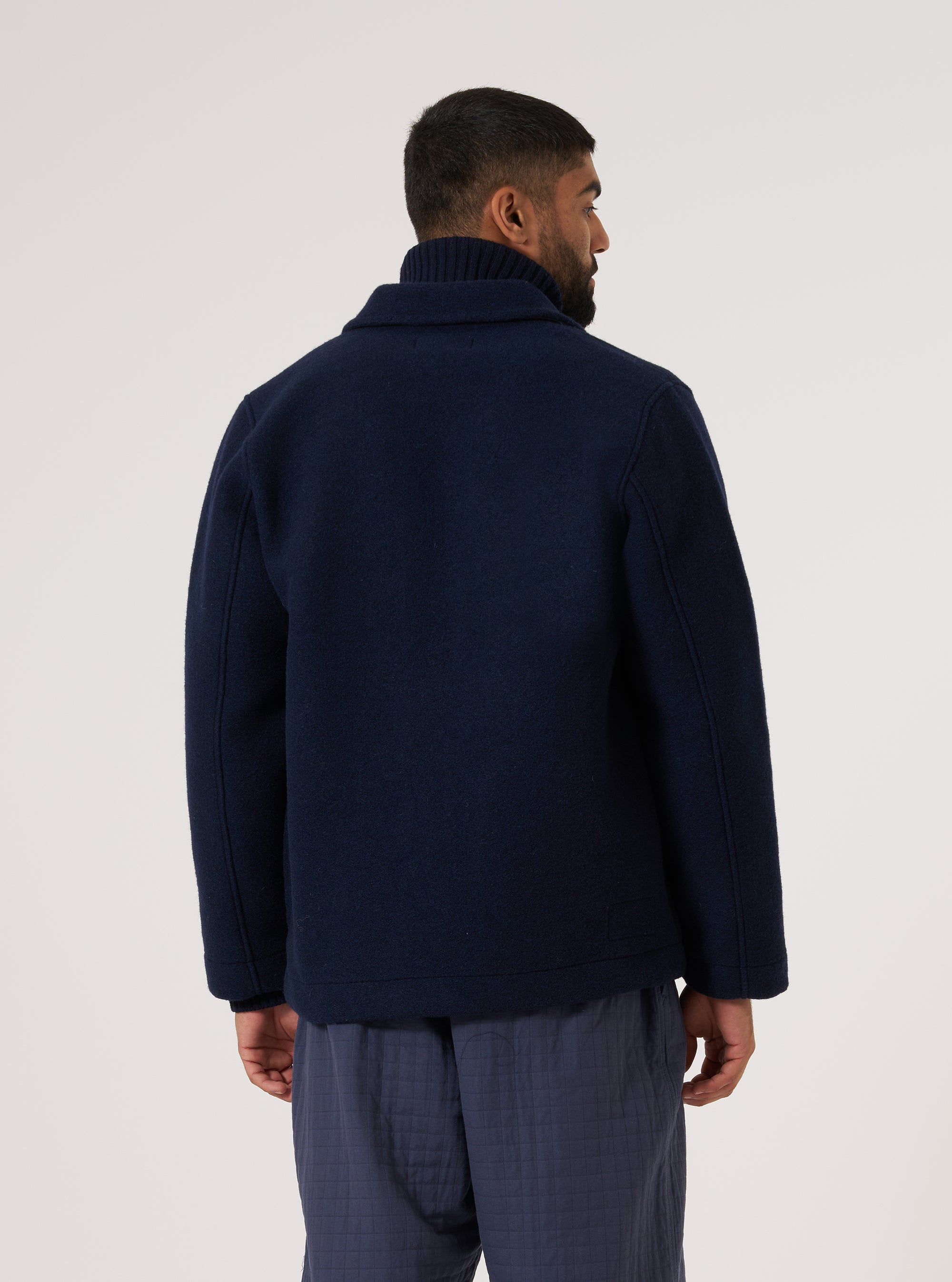 Navy Techno Melton Plain Field Jacket