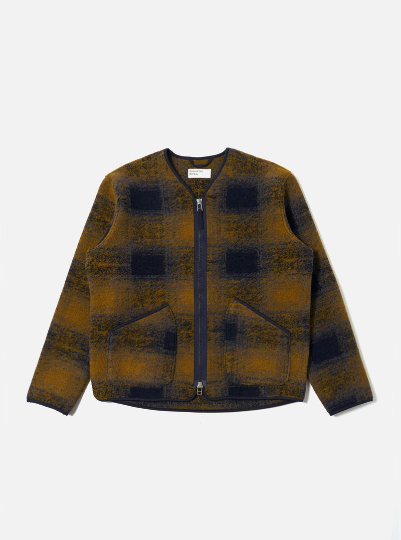 Navy Check Techno Melton Check Zip Liner Jacket