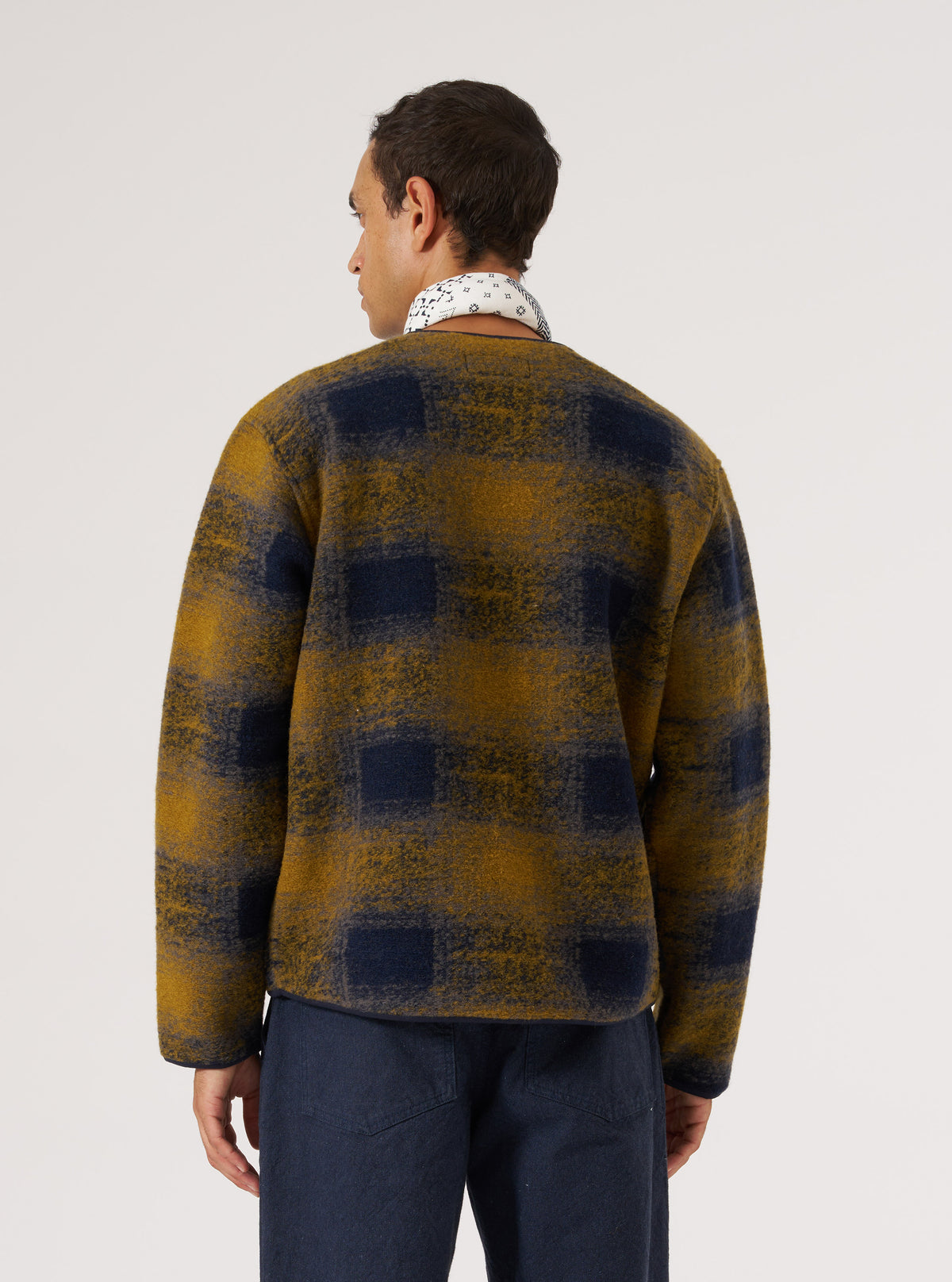 Navy Check Techno Melton Check Zip Liner Jacket