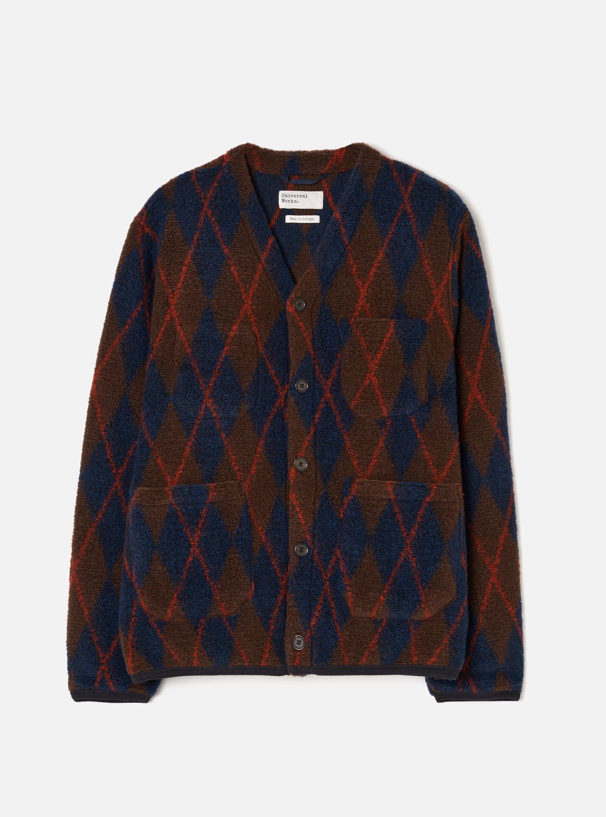 Brown/Navy Argyll Fleece Cardigan