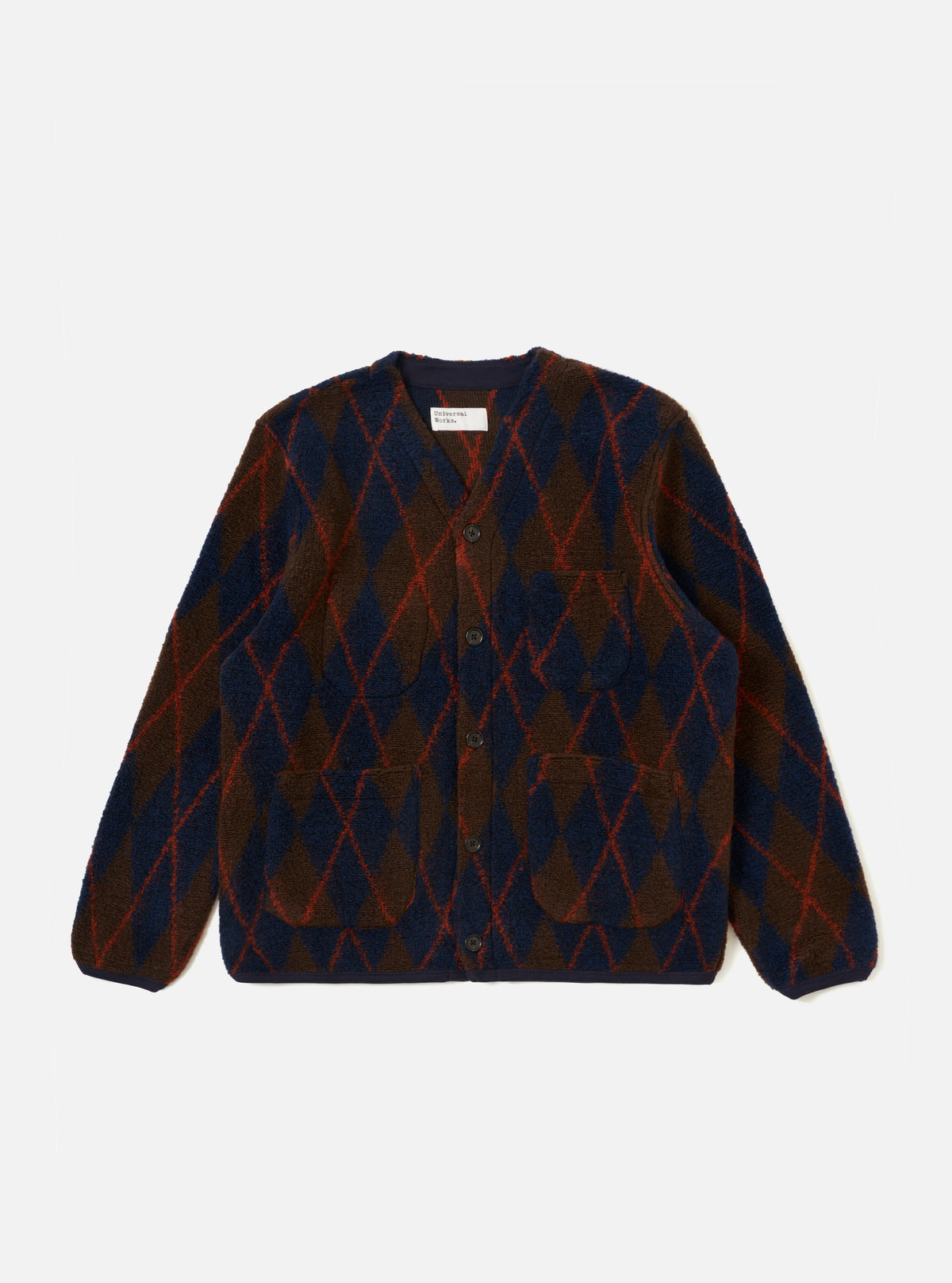 Brown/Navy Argyll Fleece Cardigan