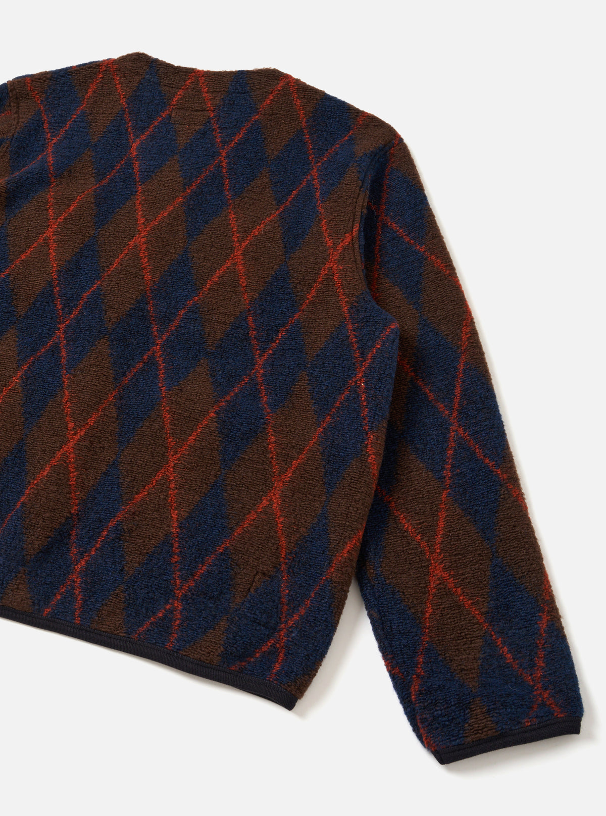 Brown/Navy Argyll Fleece Cardigan