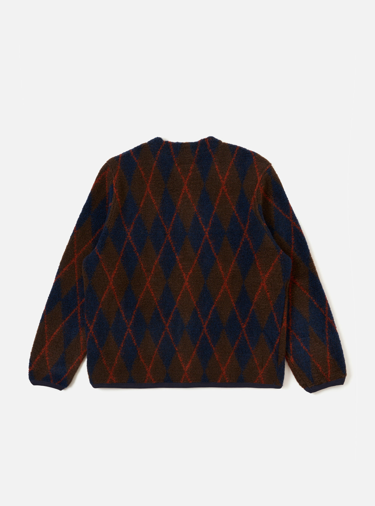 Brown/Navy Argyll Fleece Cardigan