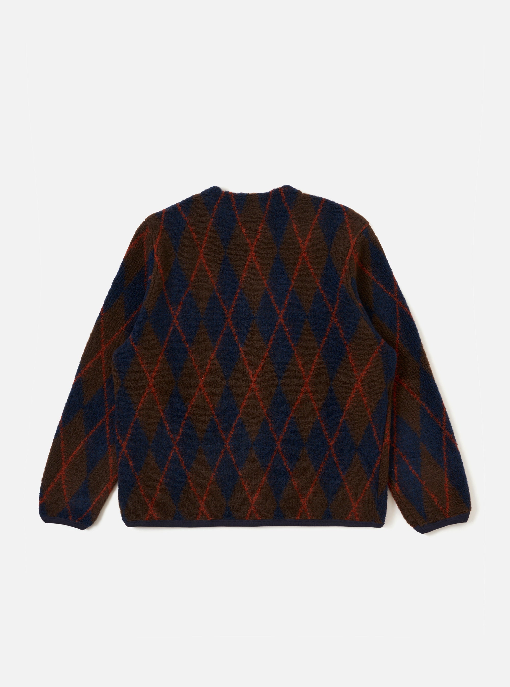 Brown/Navy Argyll Fleece Cardigan