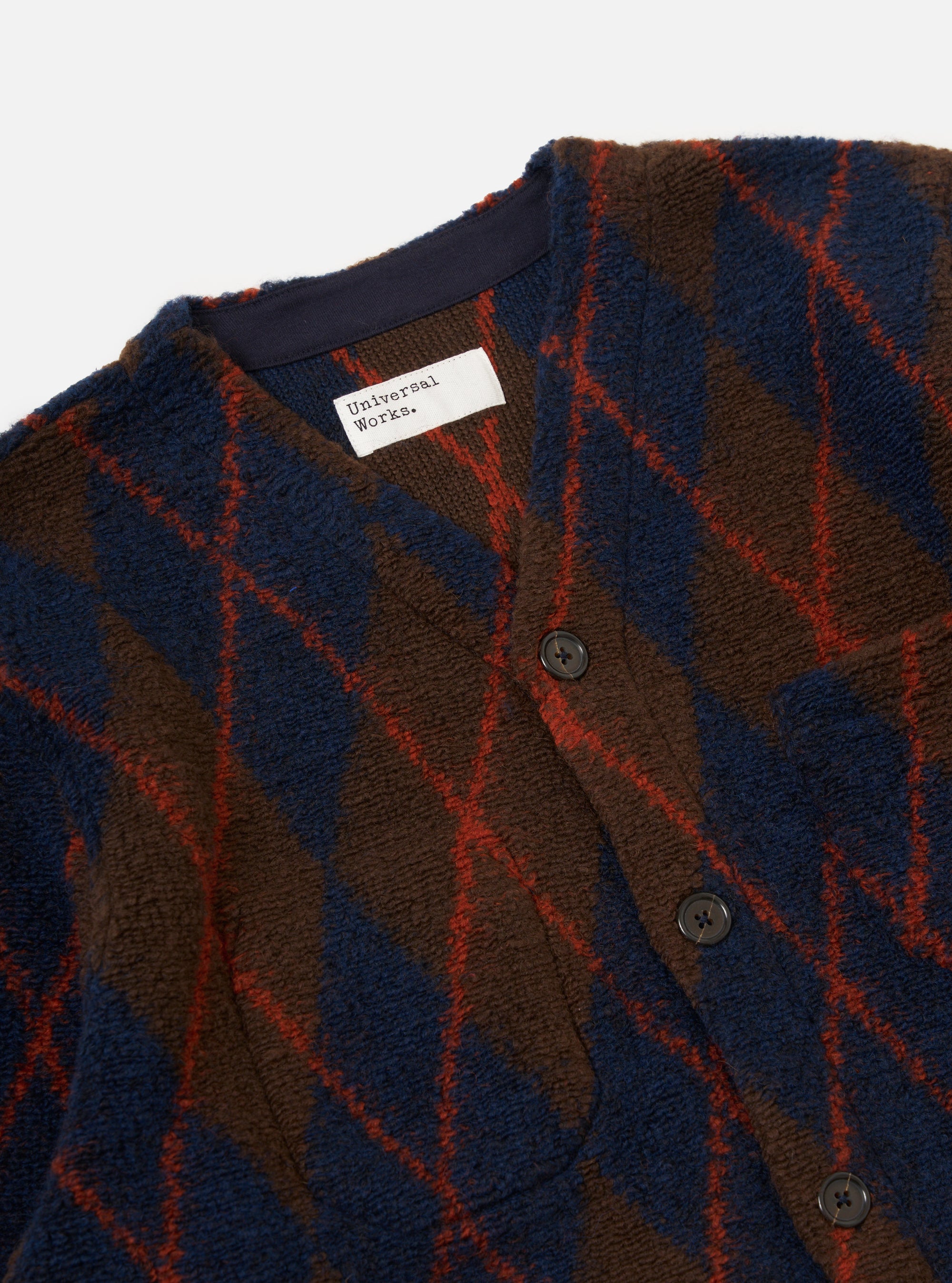 Brown/Navy Argyll Fleece Cardigan