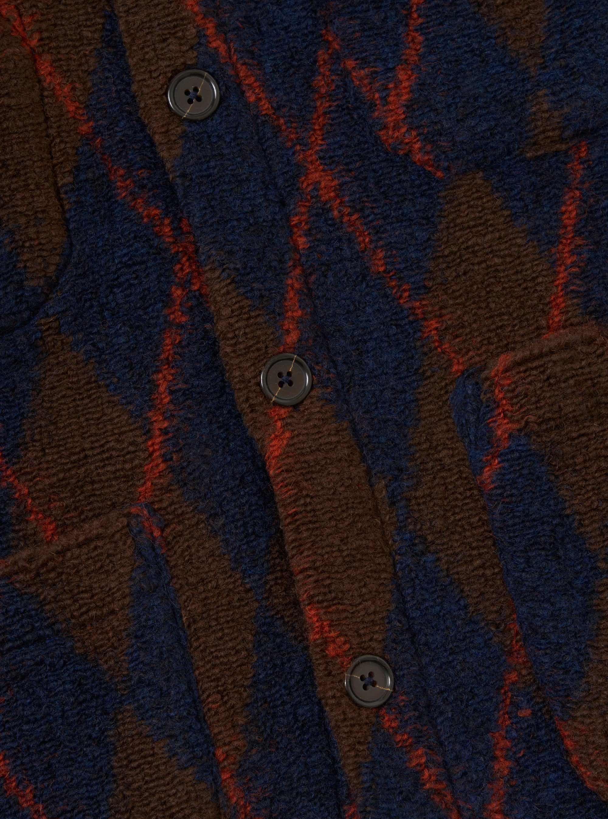 Brown/Navy Argyll Fleece Cardigan
