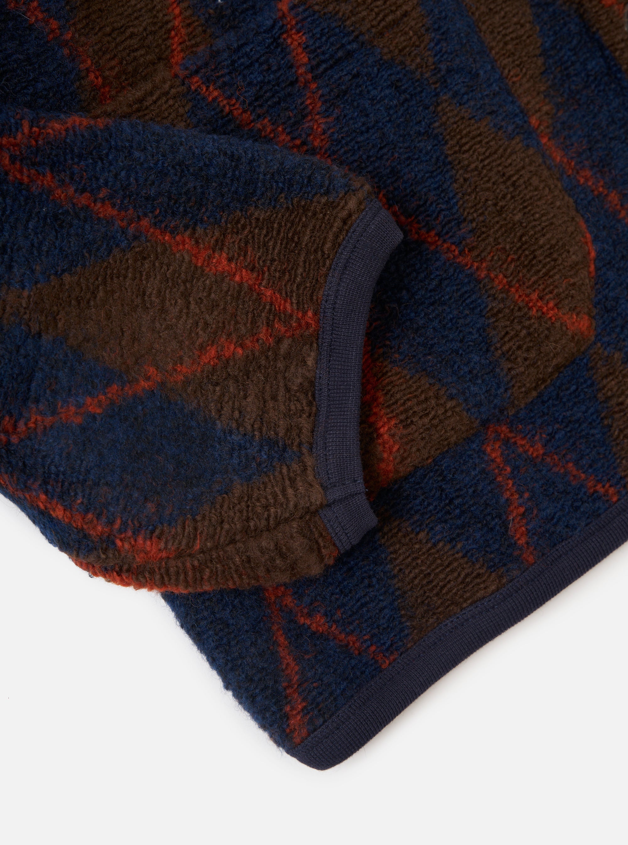 Brown/Navy Argyll Fleece Cardigan