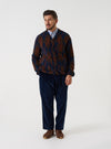 Brown/Navy Argyll Fleece Cardigan