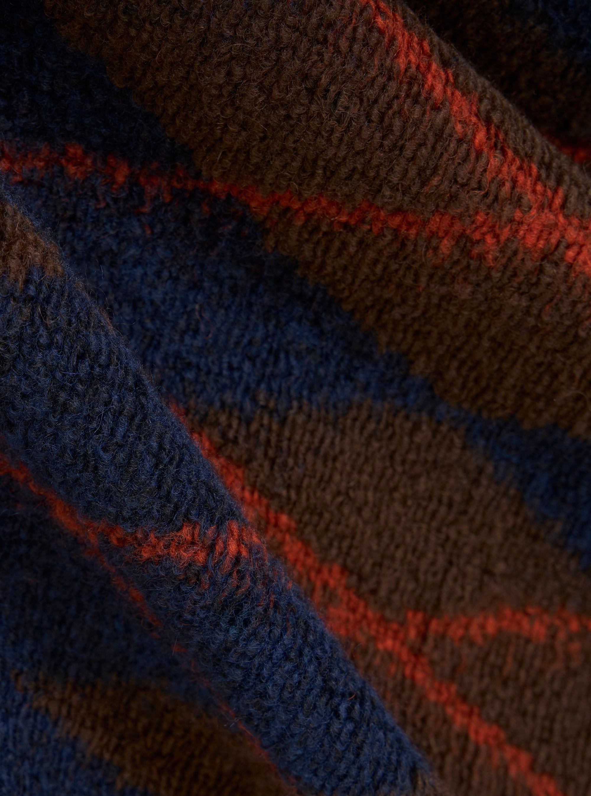 Brown/Navy Argyll Fleece Cardigan
