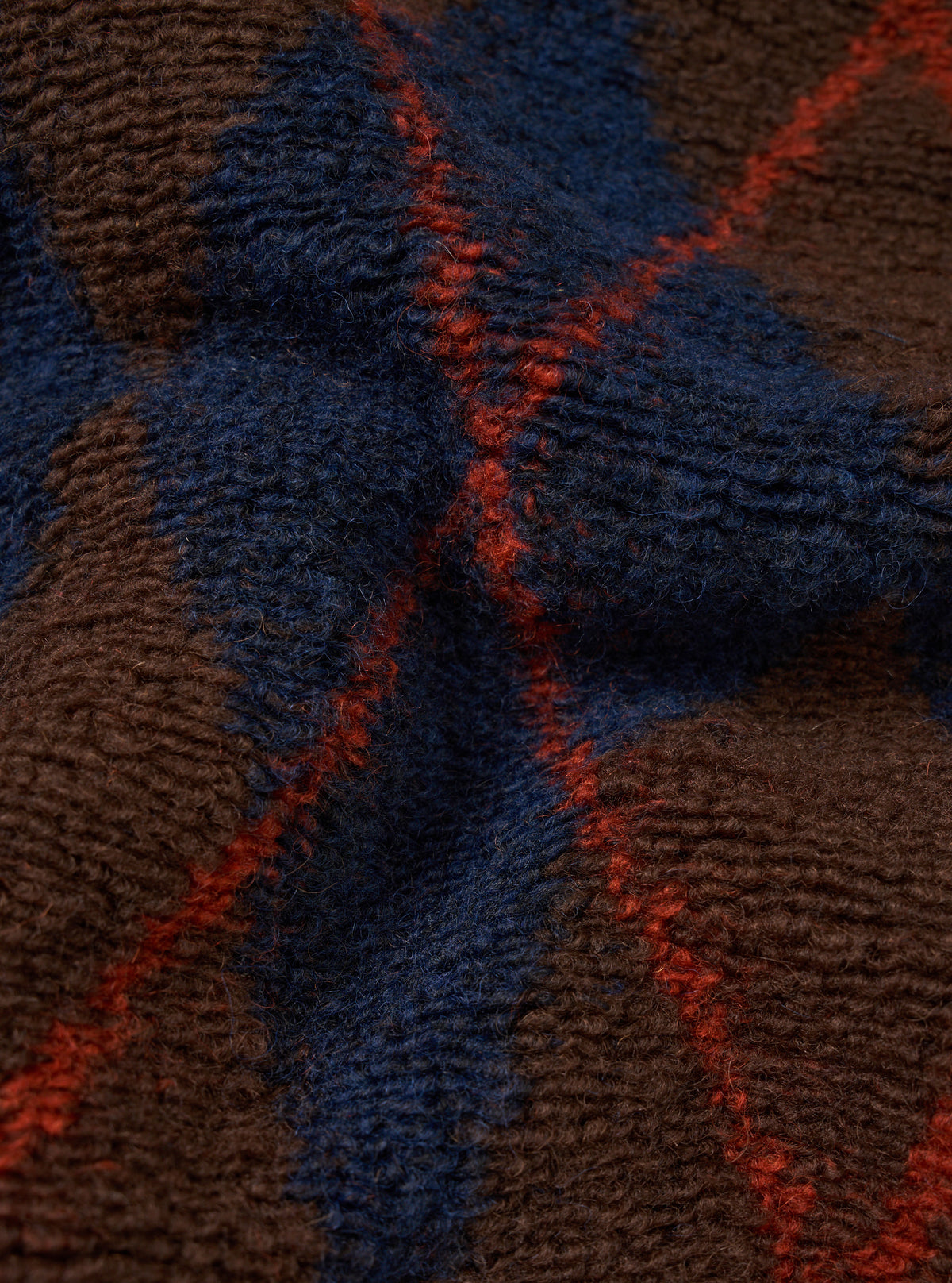 Brown/Navy Argyll Fleece Cardigan