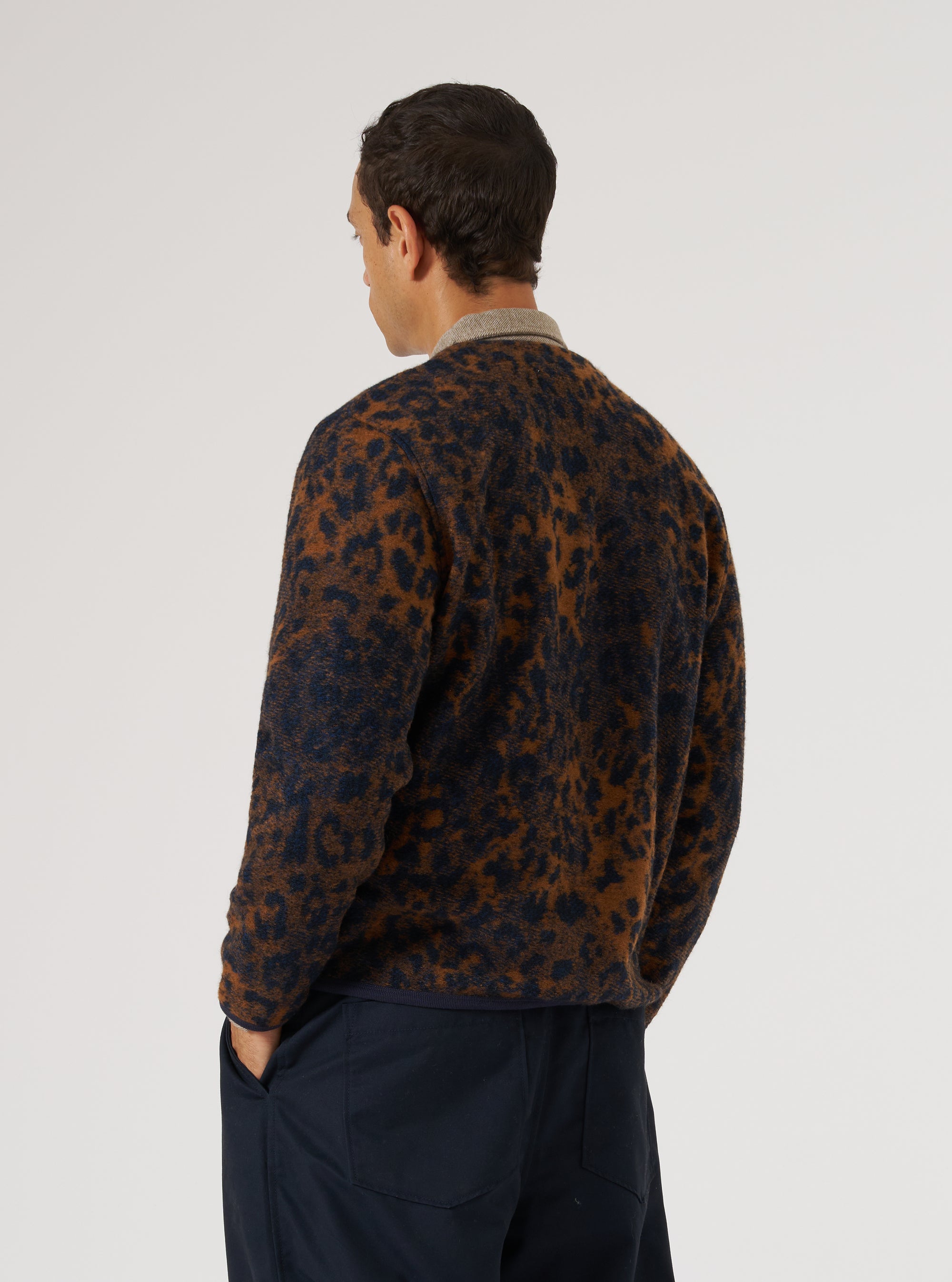 Dark Navy/Brown Night Leopard Cardigan