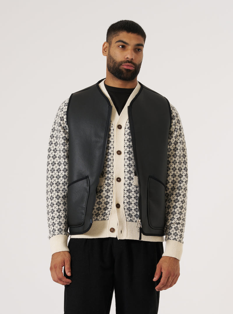 Black Not Shearling Military Liner Gilet