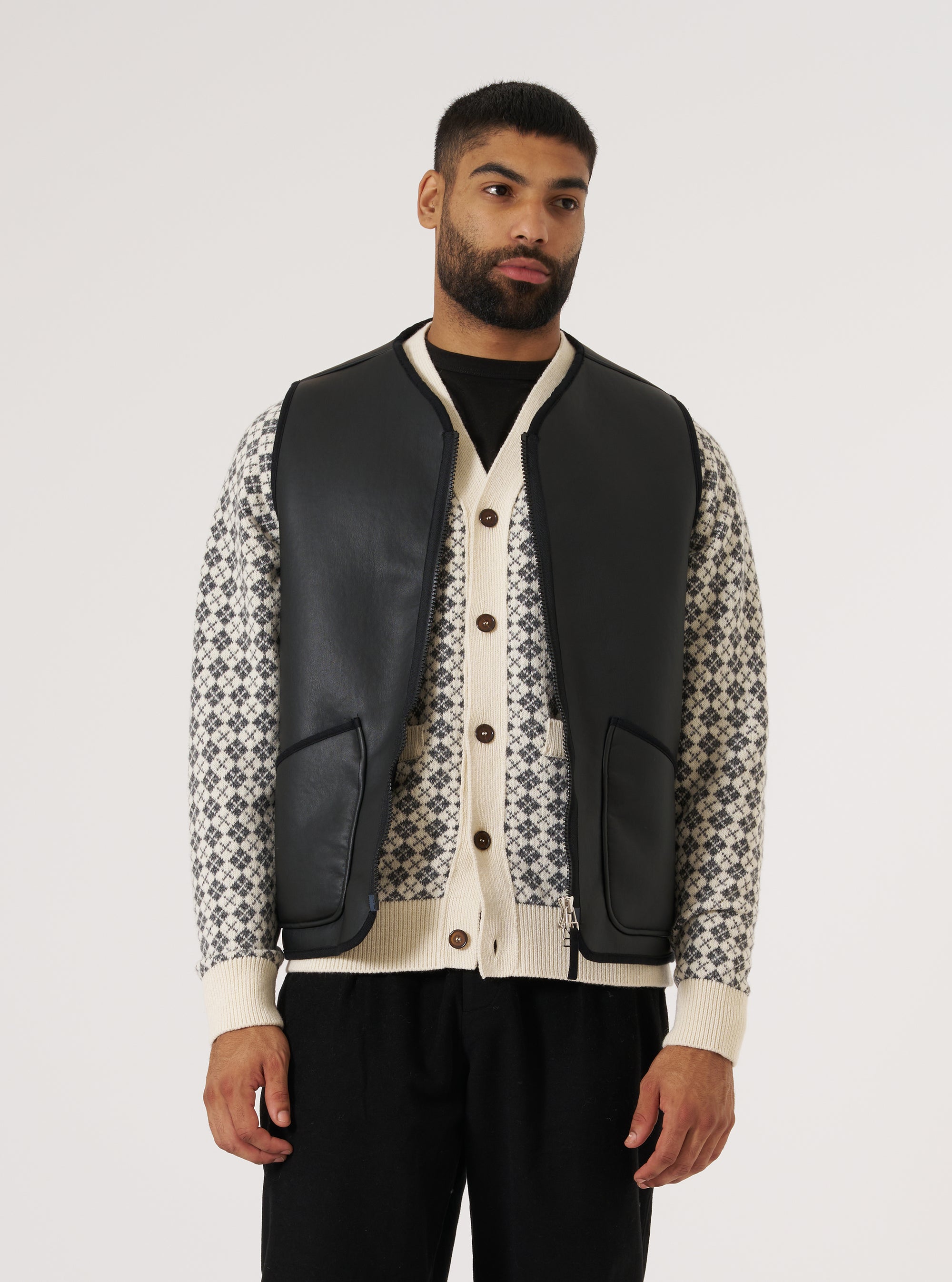 Black Not Shearling Military Liner Gilet