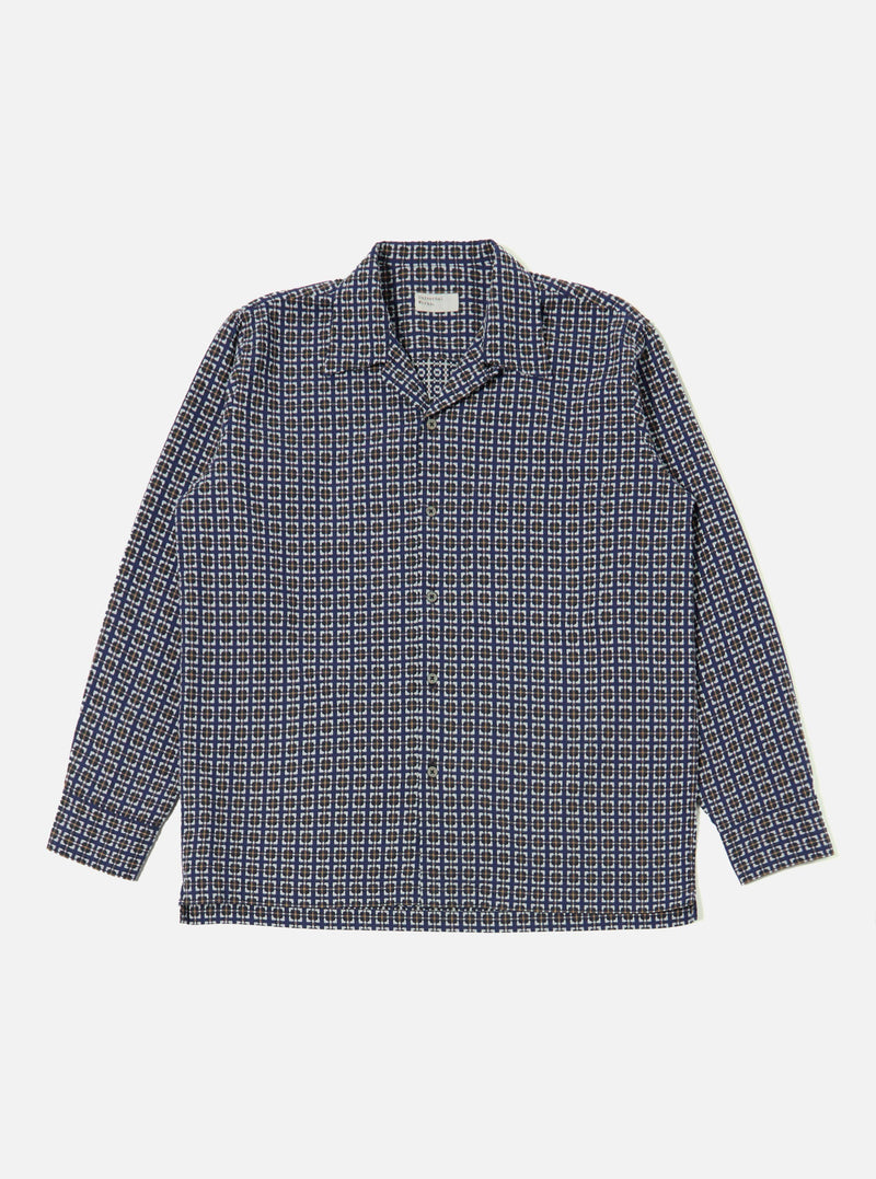 Navy Oscar Cotton L/S Camp Shirt