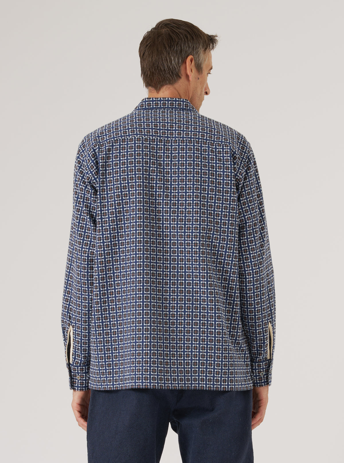Navy Oscar Cotton L/S Camp Shirt