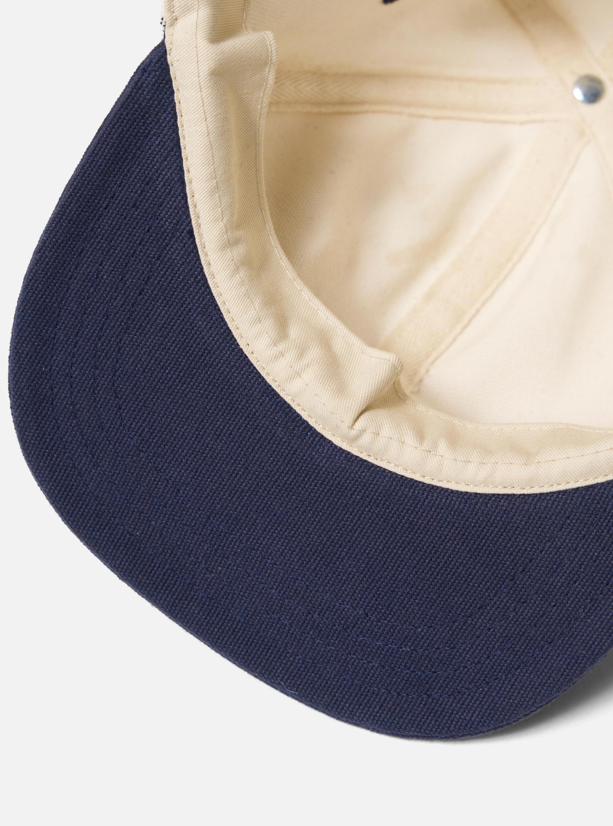Ecru/Navy Canvas Baseball Hat