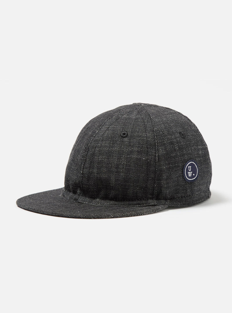 Black Italian Cotton Denim Mechanics Hat
