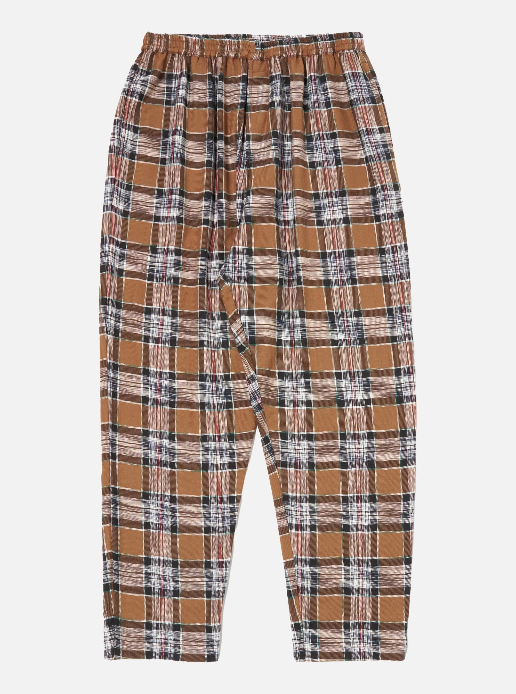 Brown Ikat Twill Check Long Pyjama Set