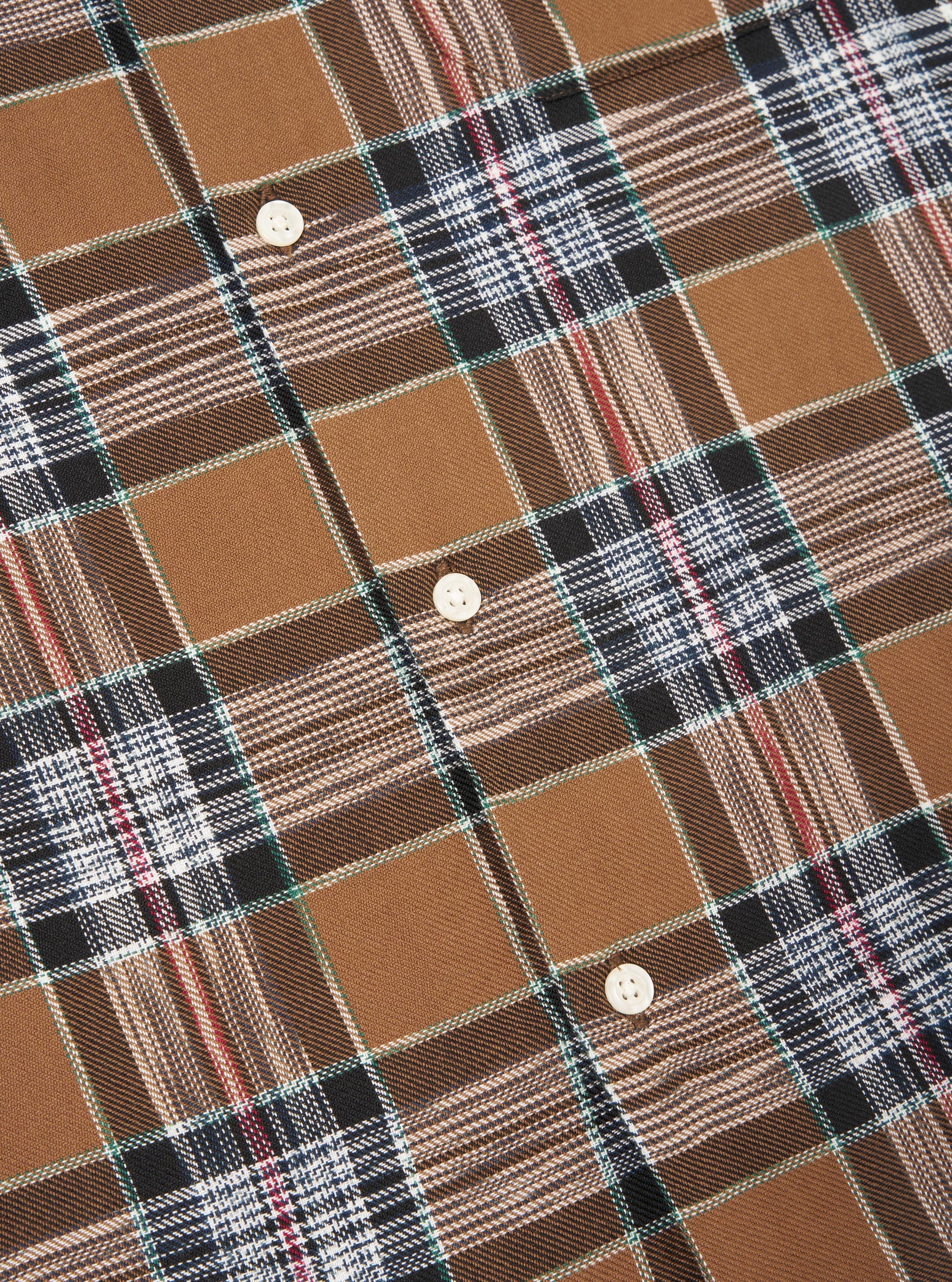 Brown Ikat Twill Check Long Pyjama Set