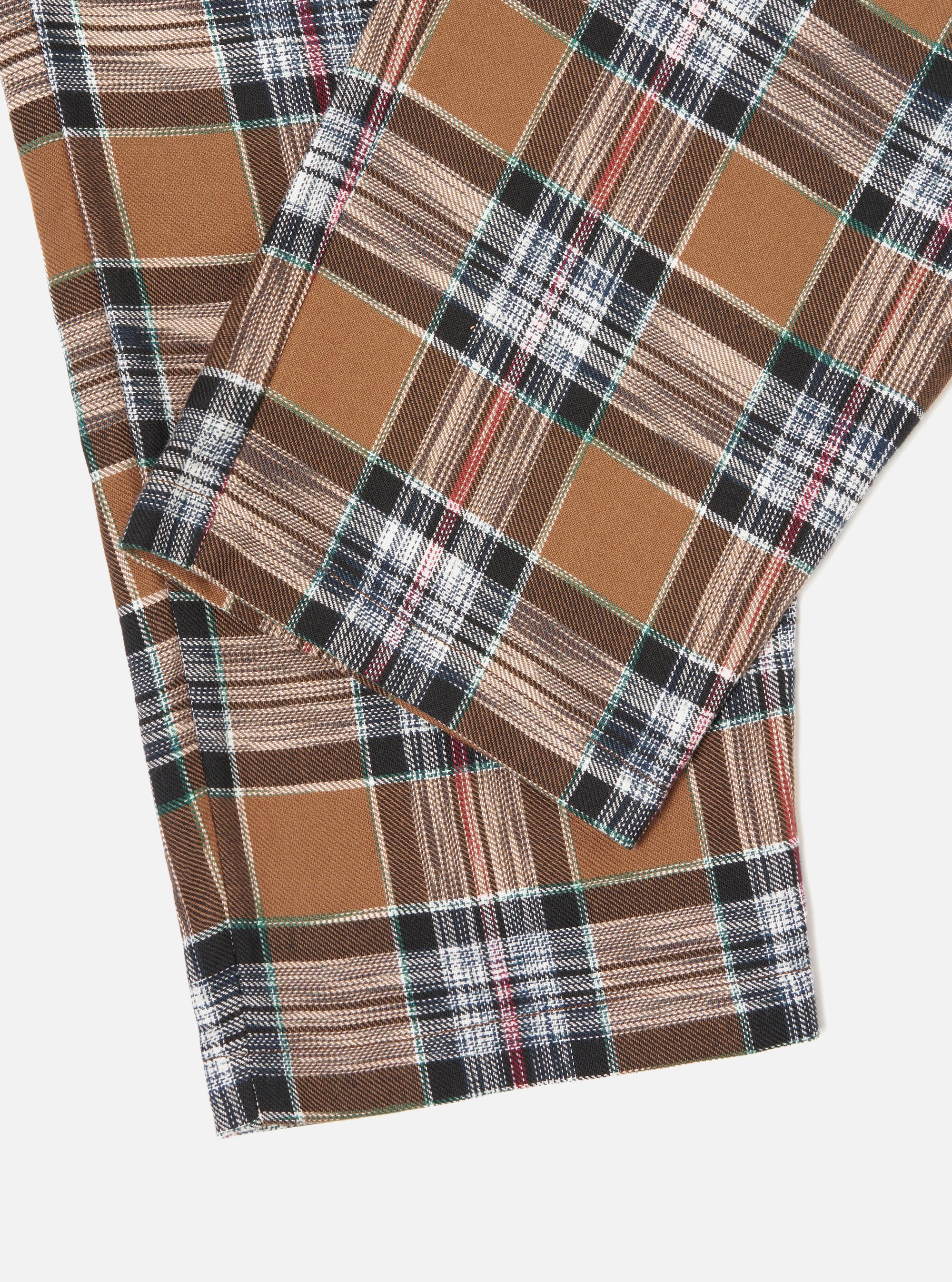 Brown Ikat Twill Check Long Pyjama Set