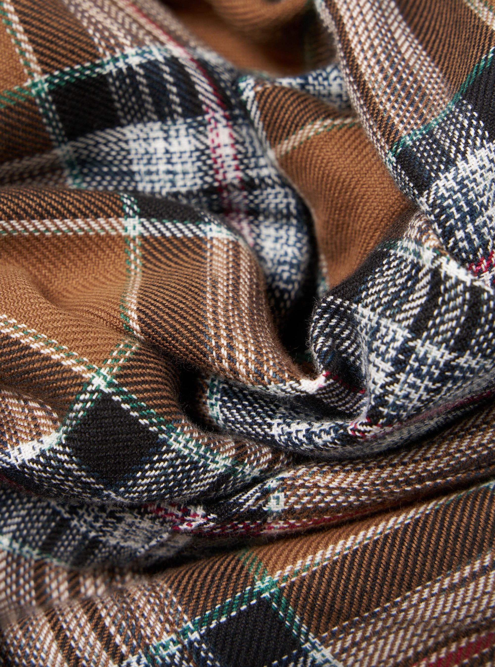 Brown Ikat Twill Check Long Pyjama Set