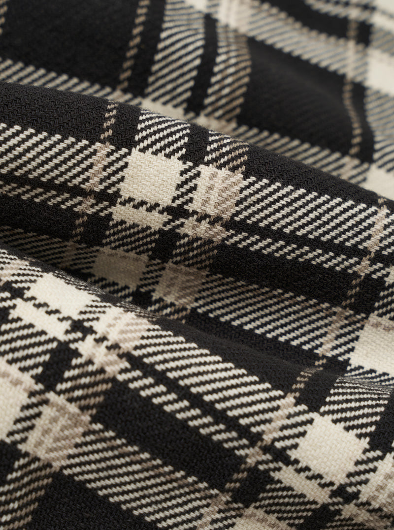 Black Twill Check Short Dressing Gown