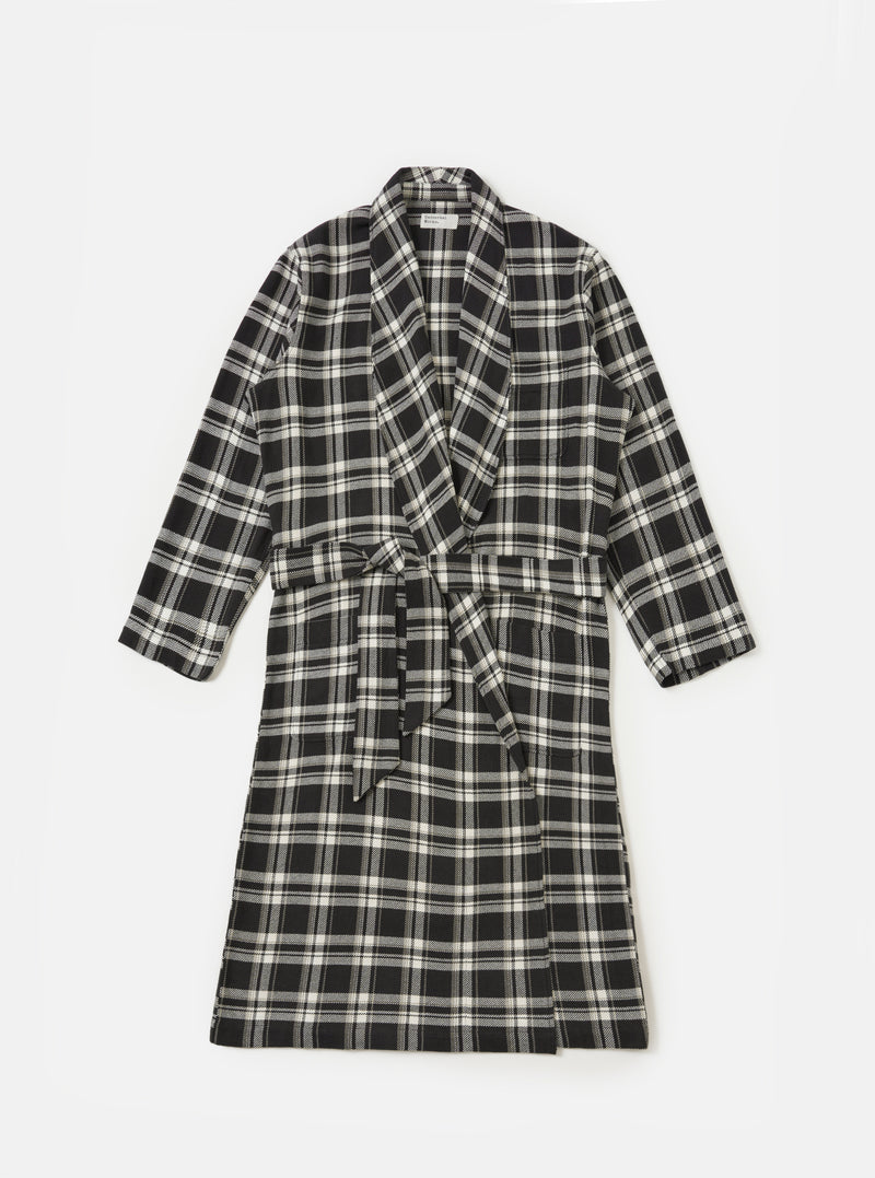 Black Twill Check Dressing Gown