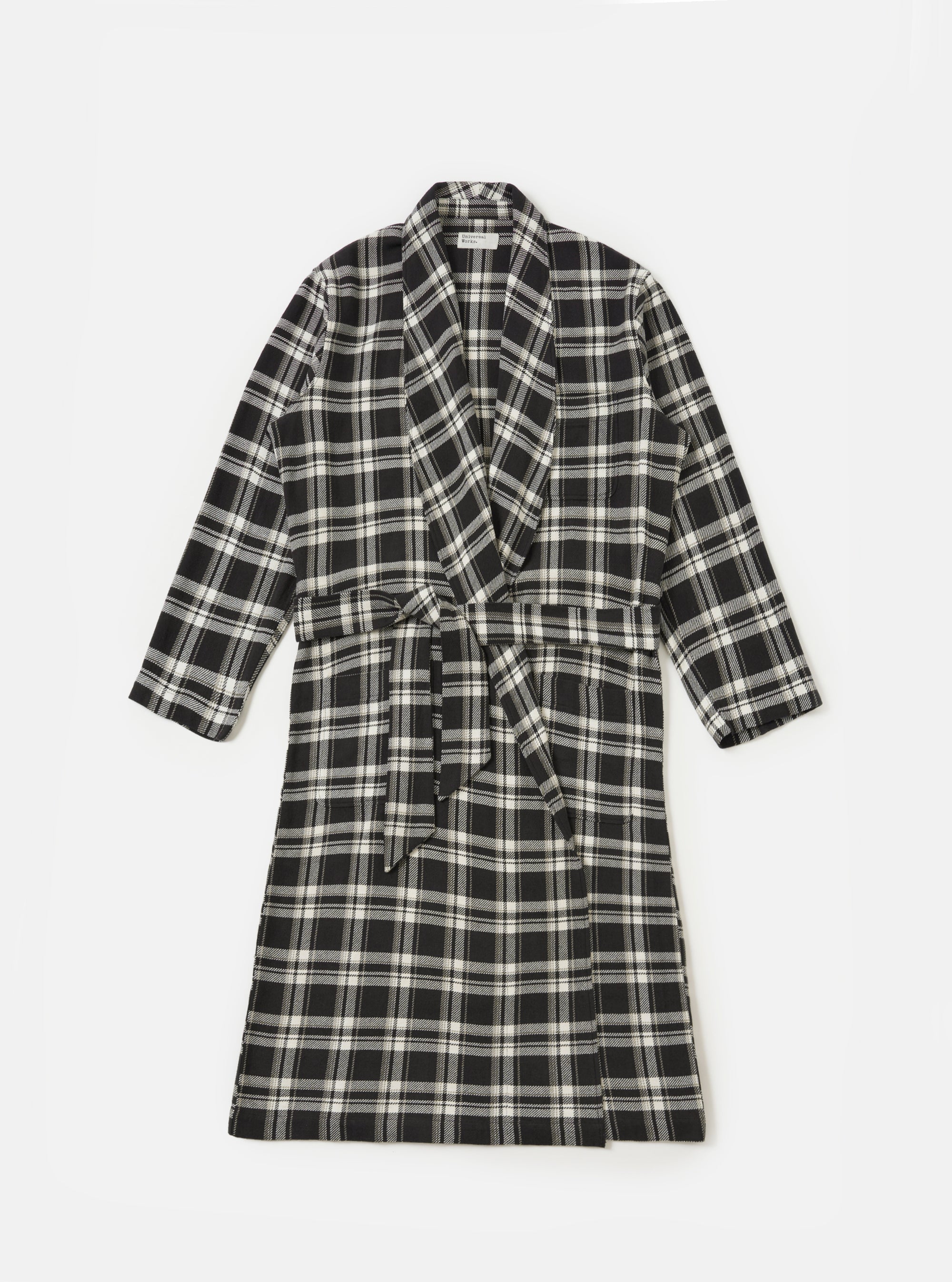 Black Twill Check Dressing Gown