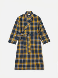 Navy Twill Check Dressing Gown