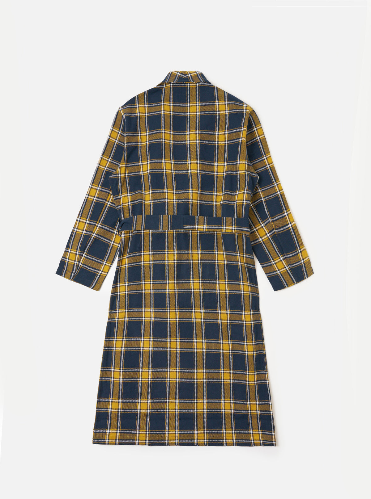 Navy Twill Check Dressing Gown