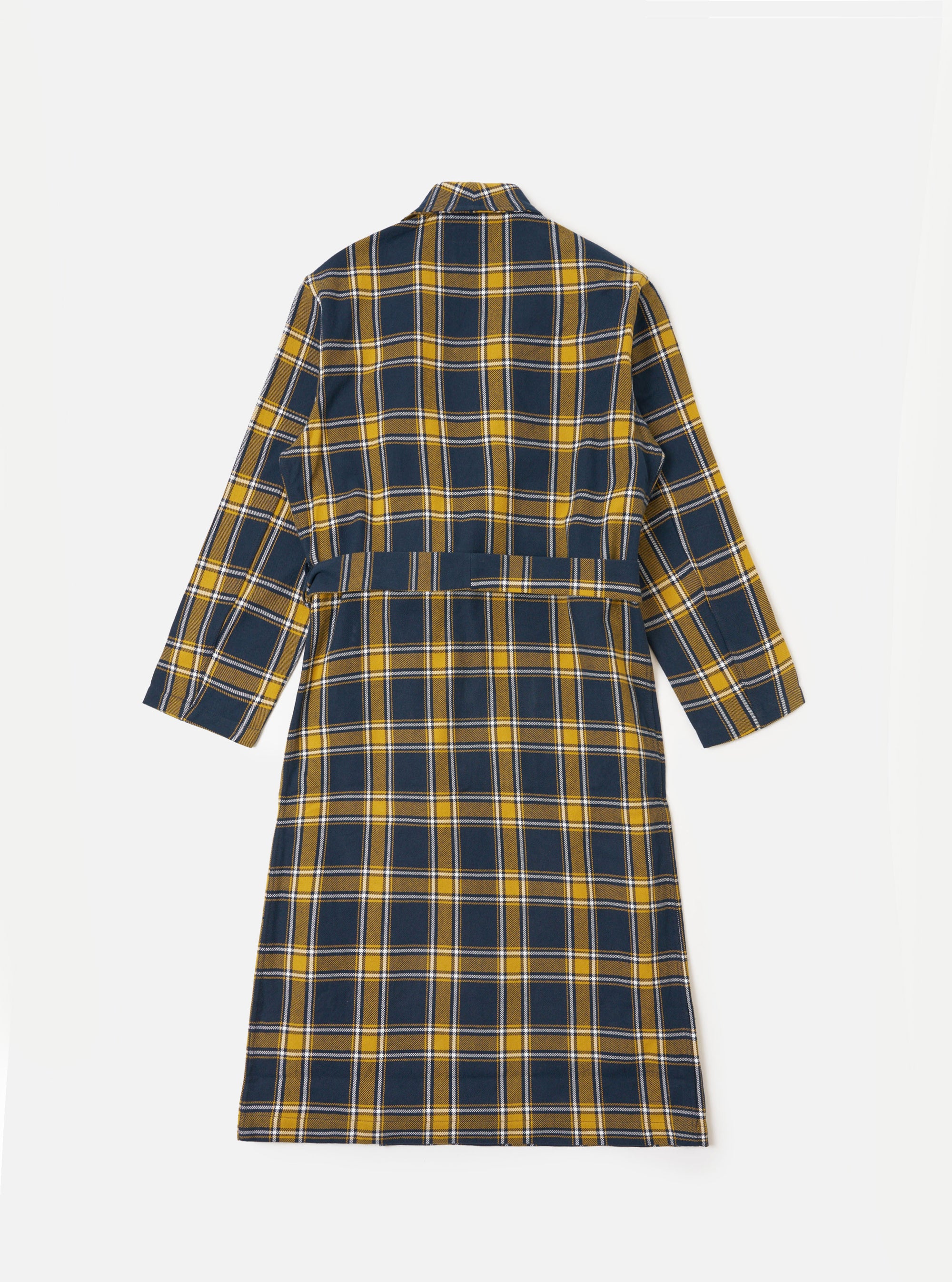 Navy Twill Check Dressing Gown