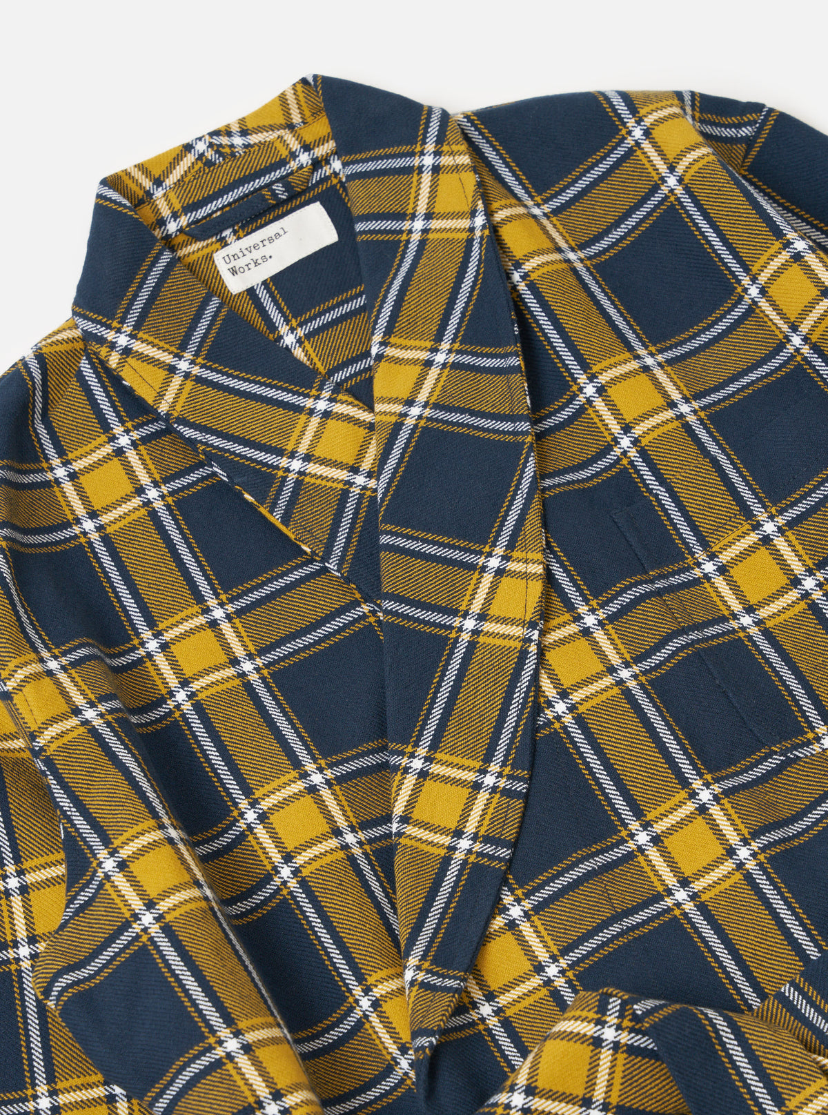 Navy Twill Check Dressing Gown