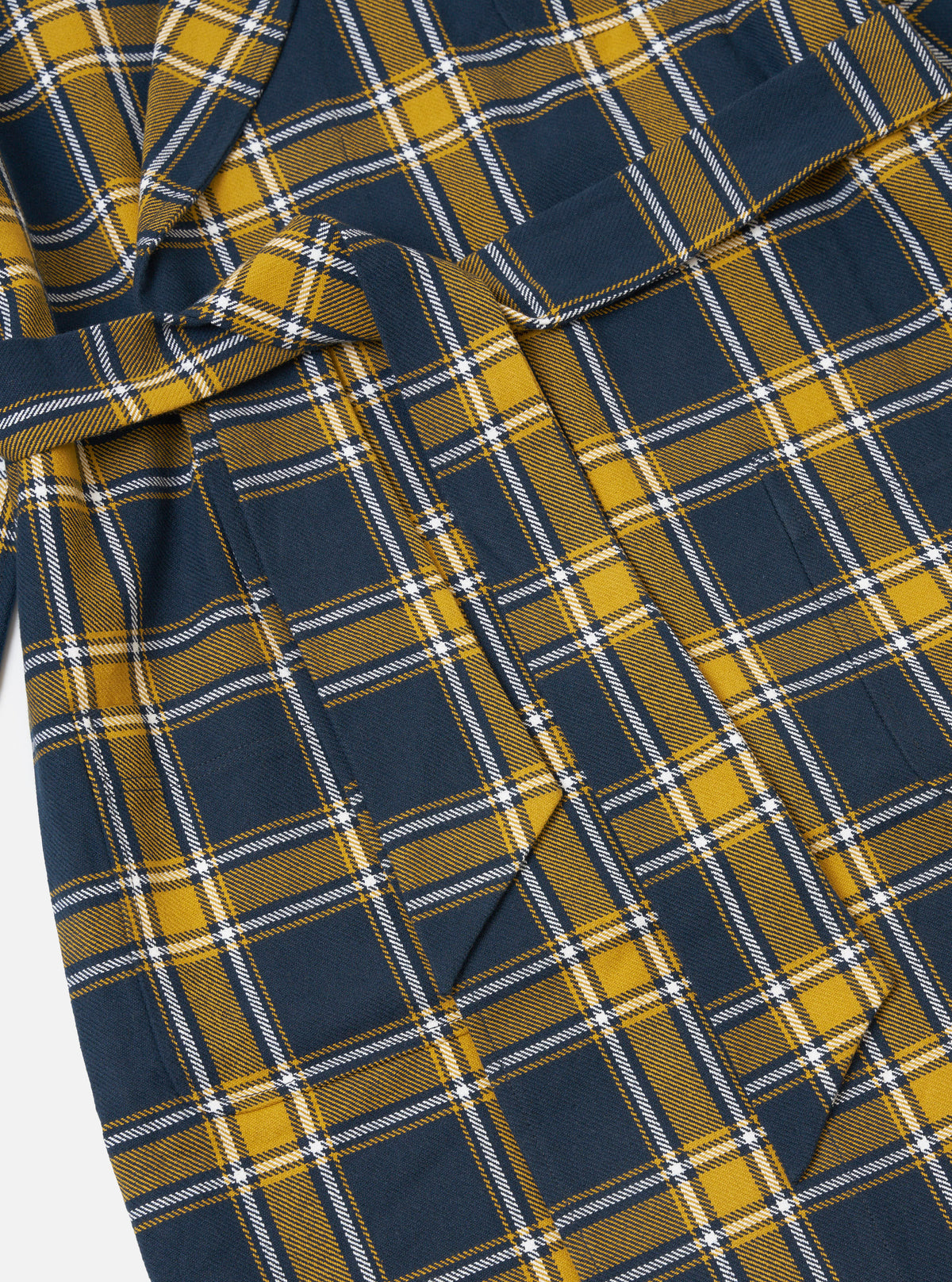 Navy Twill Check Dressing Gown