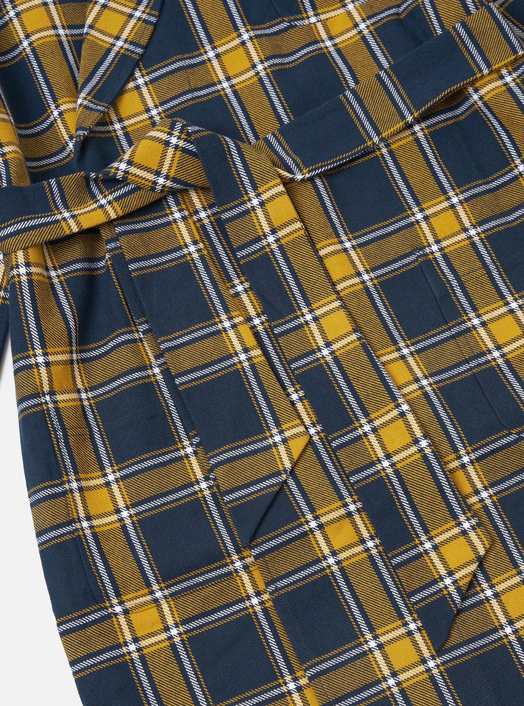 Navy Twill Check Dressing Gown