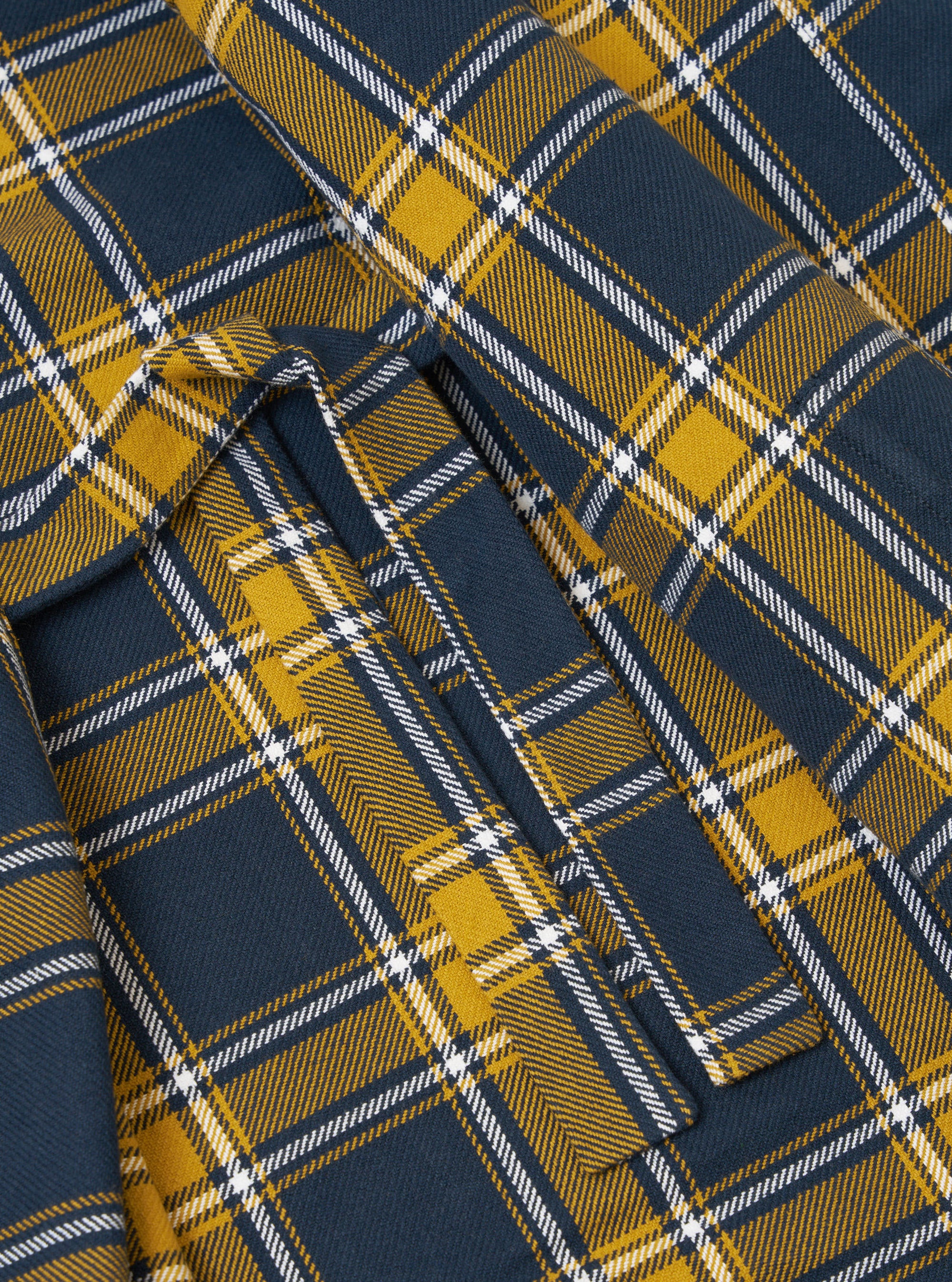 Navy Twill Check Dressing Gown