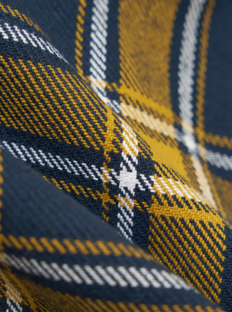 Navy Twill Check Dressing Gown