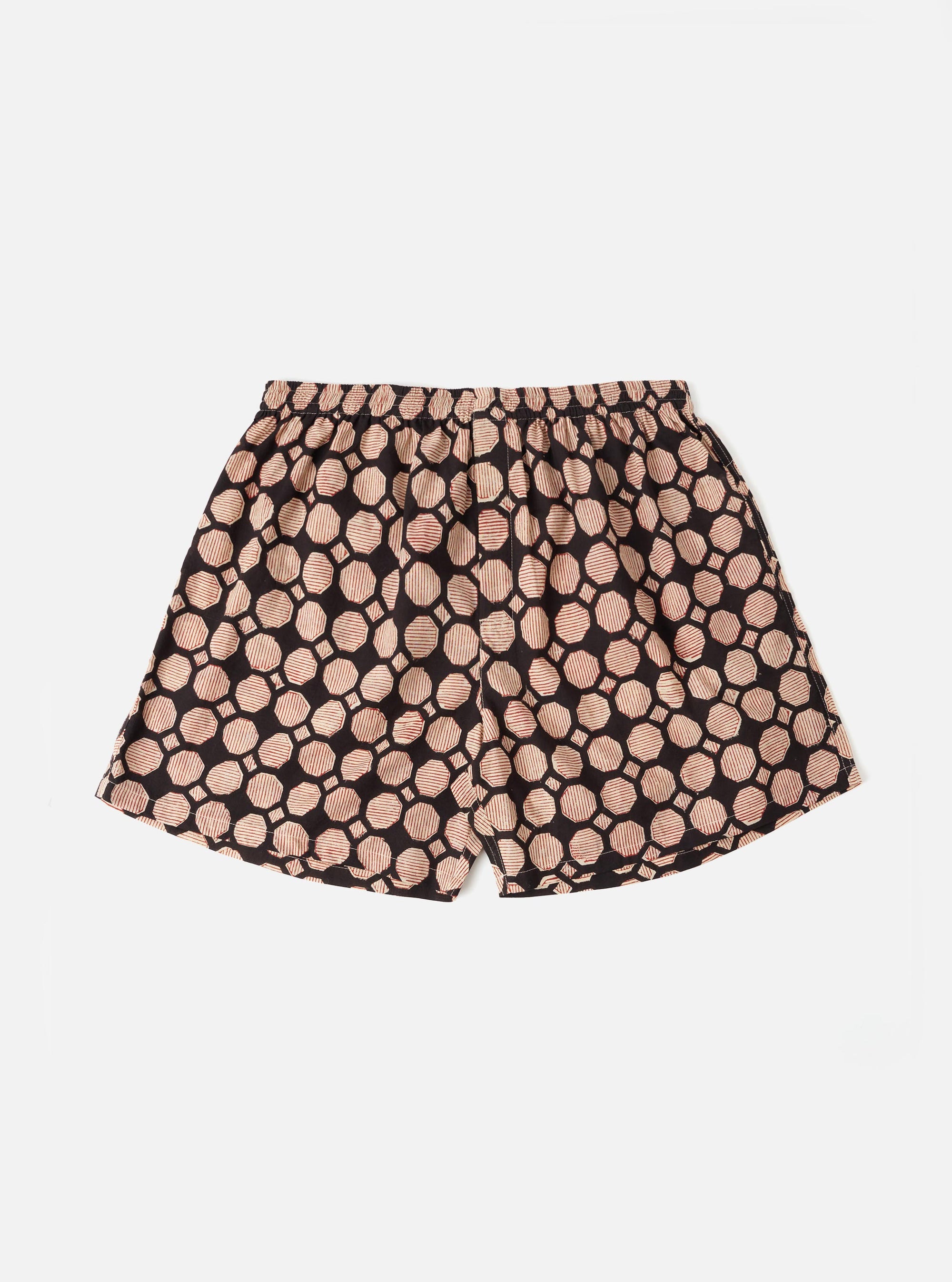 Black Hand Block Print Boxer Short